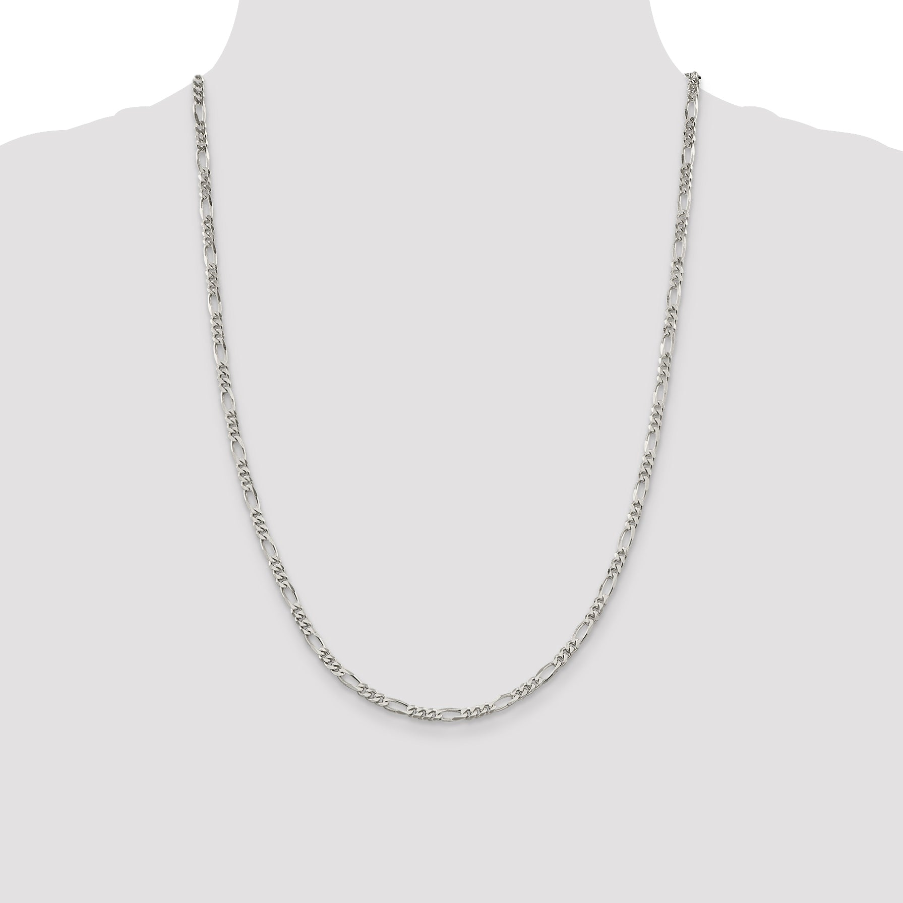 Sterling Silver Rhodium-plated 3.5mm Figaro Chain