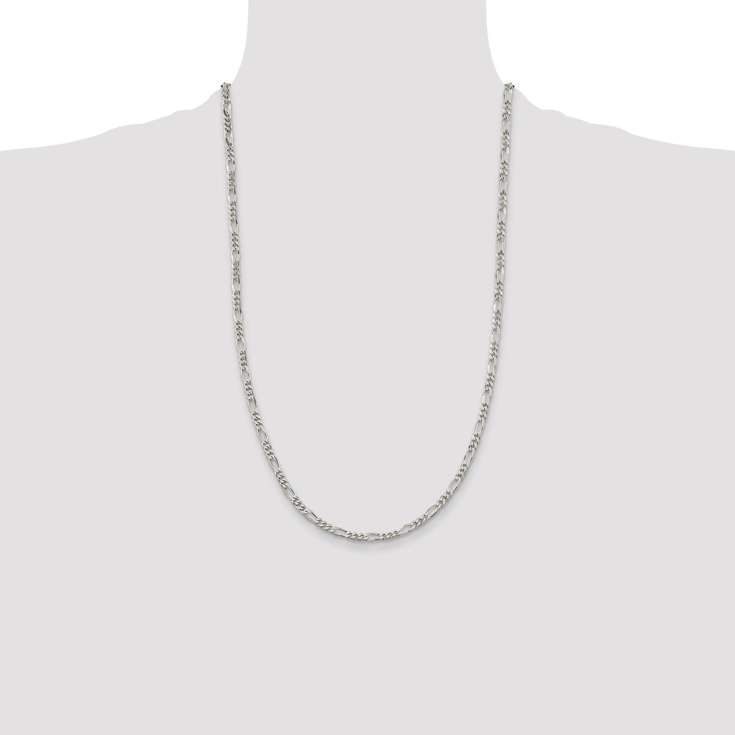 Sterling Silver Rhodium-plated 3.5mm Figaro Chain