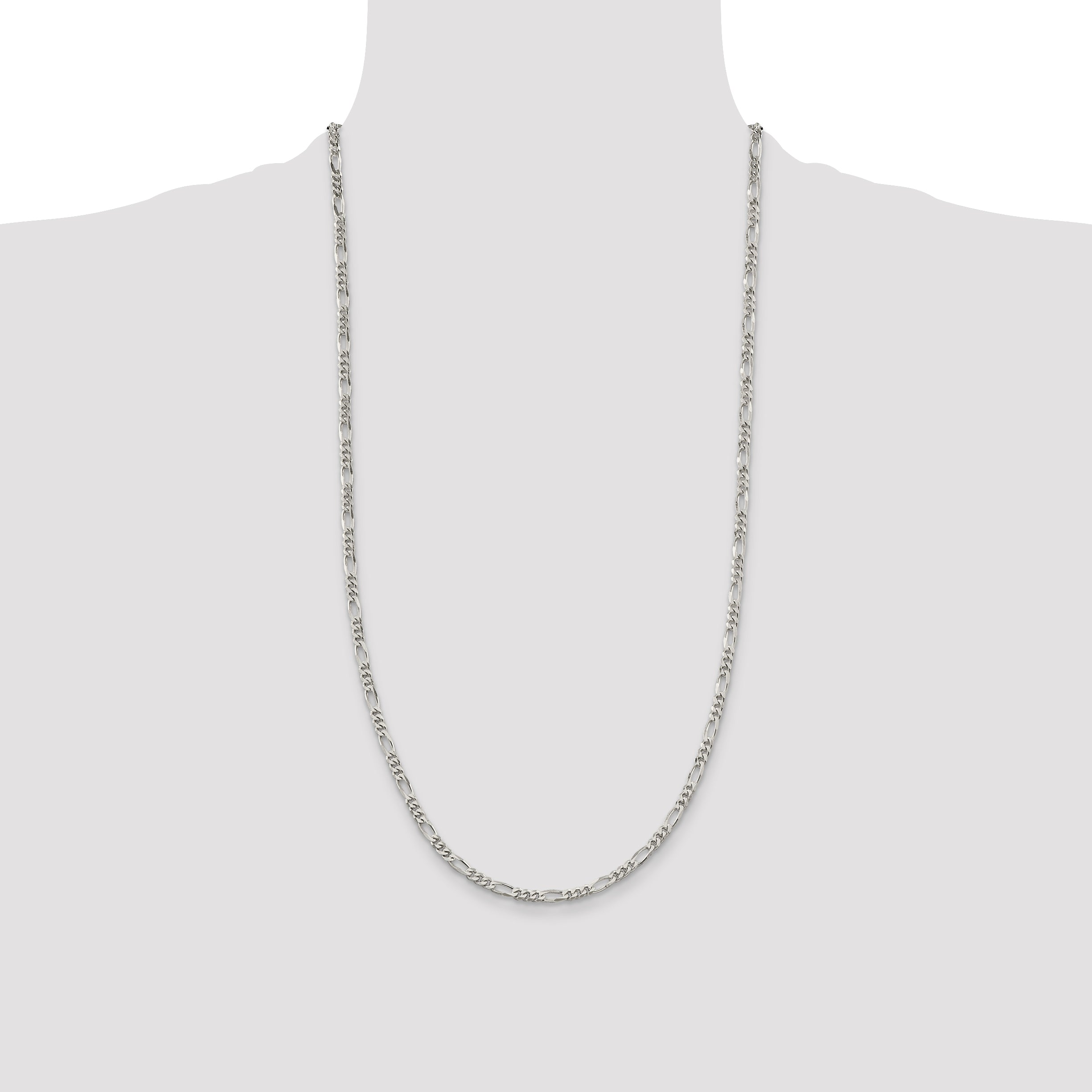 Sterling Silver Rhodium-plated 3.5mm Figaro Chain