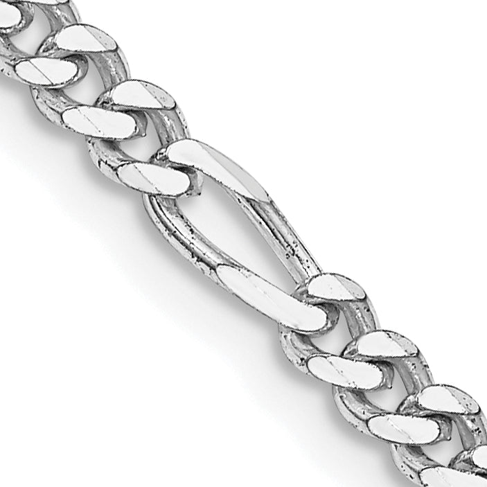 Sterling Silver Rhodium-plated 3.5mm Figaro Chain