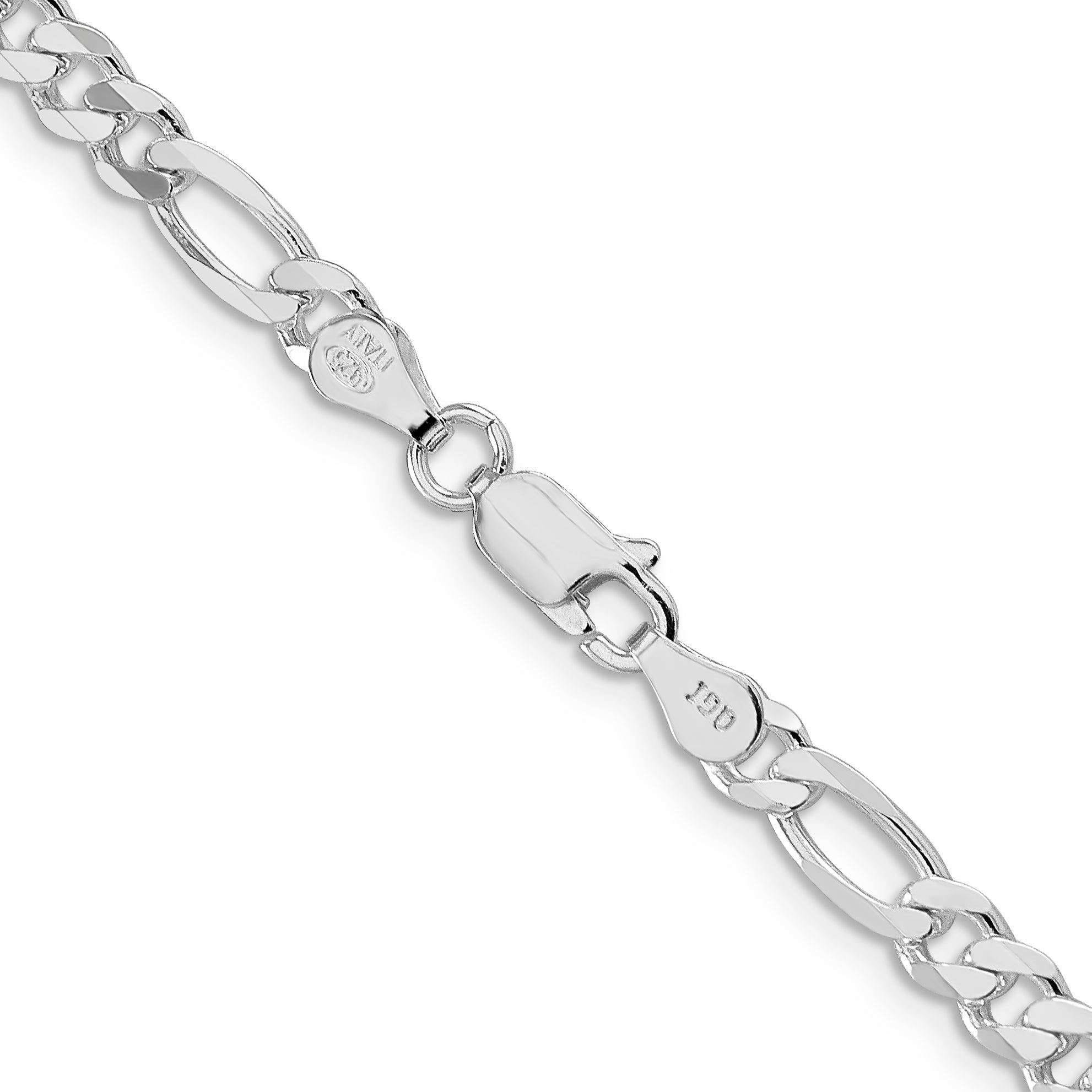 Sterling Silver Rhodium-plated 4.5mm Figaro Chain