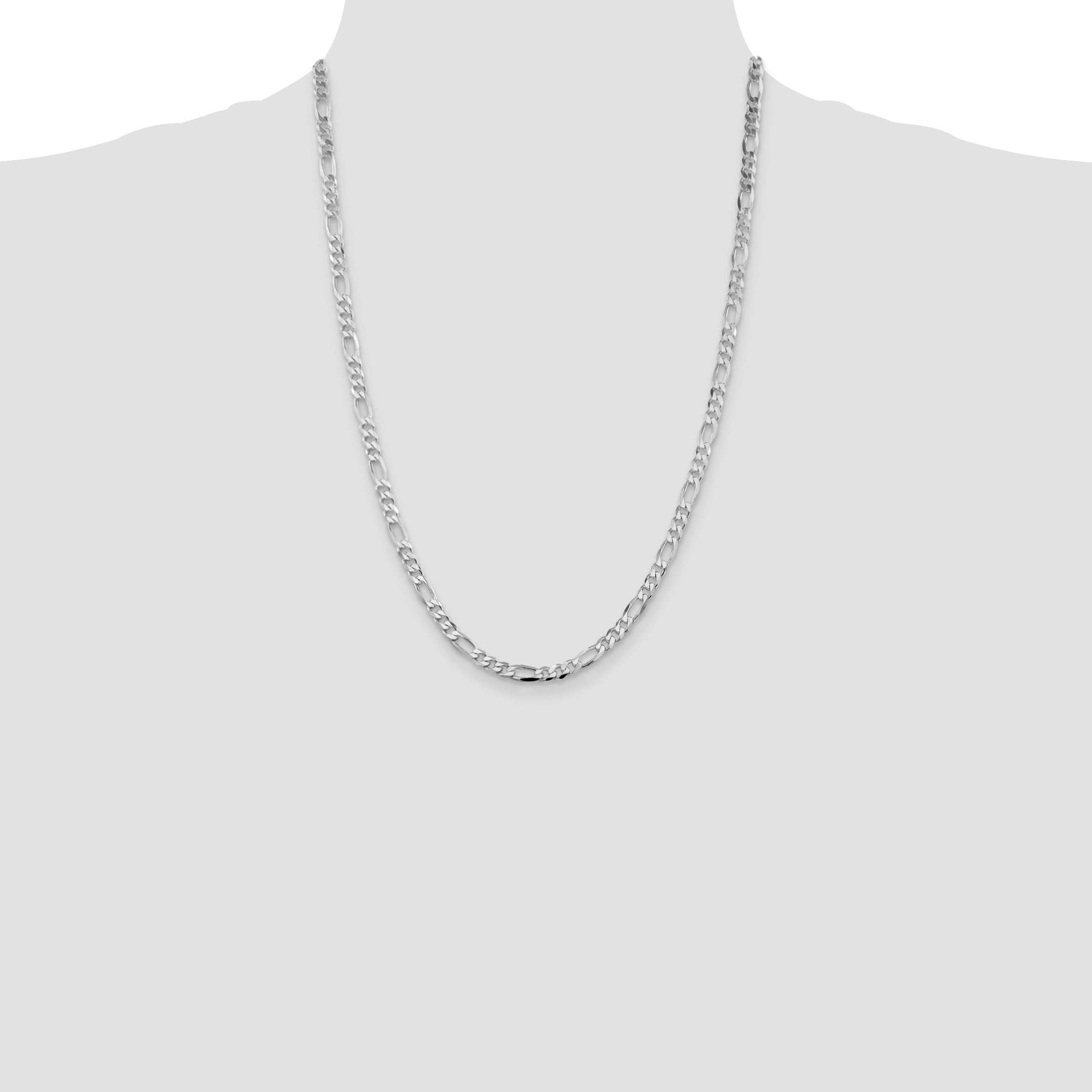 Sterling Silver Rhodium-plated 4.5mm Figaro Chain