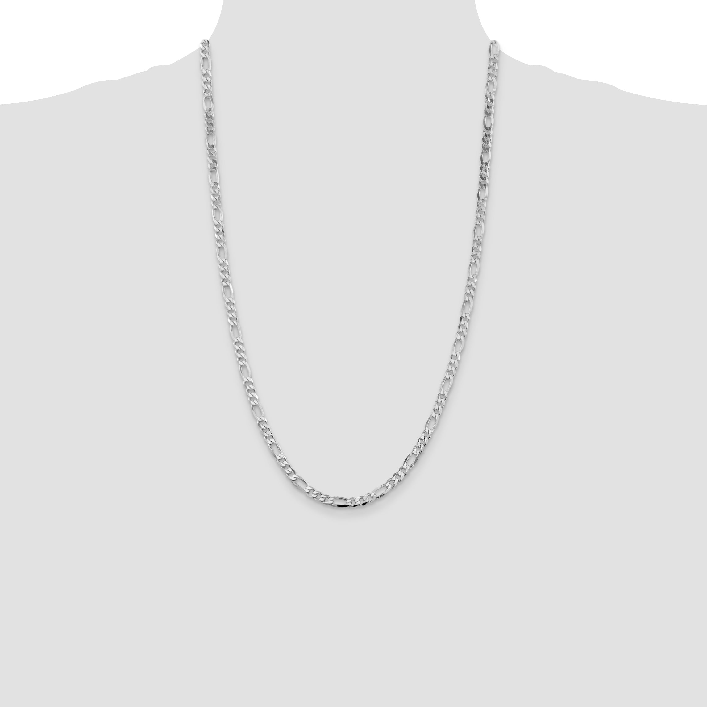 Sterling Silver Rhodium-plated 4.5mm Figaro Chain