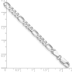 Sterling Silver Rhodium-plated 4.5mm Figaro Chain