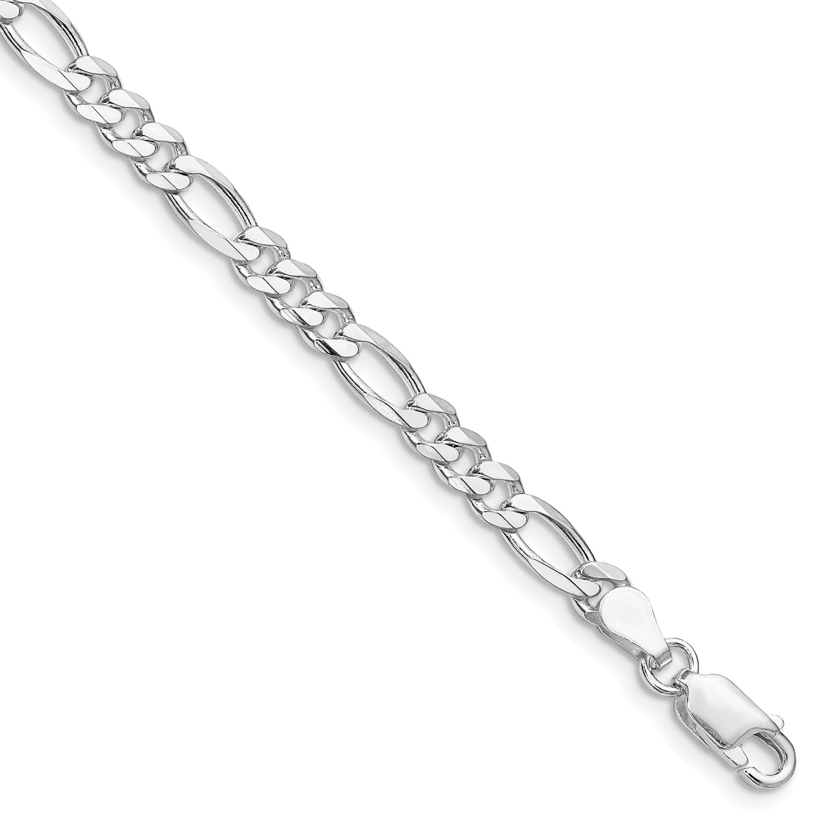 Sterling Silver Rhodium-plated 4.5mm Figaro Chain