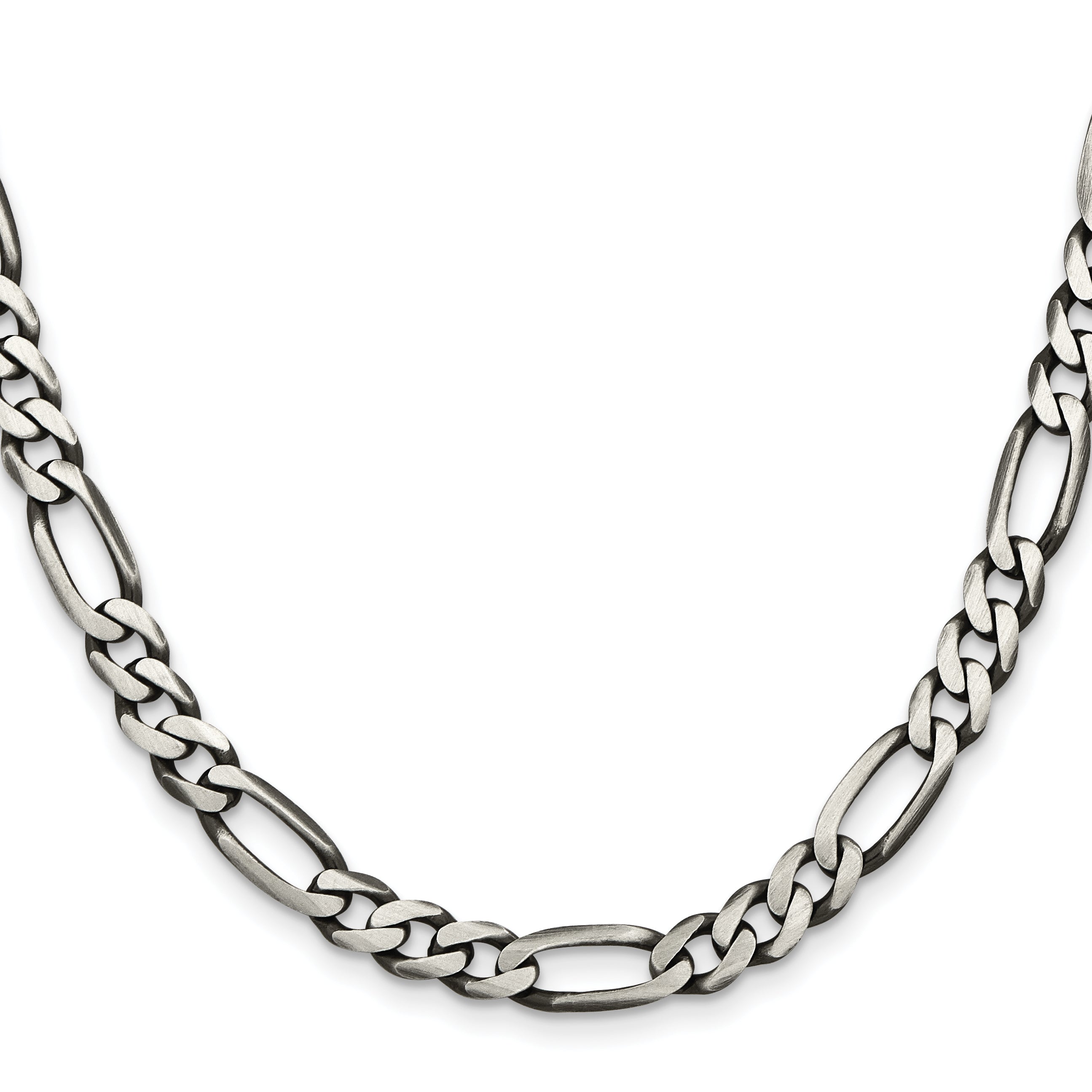 Sterling Silver Antiqued 6.5mm Figaro Chain