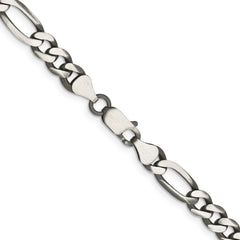 Sterling Silver Antiqued 6.5mm Figaro Chain