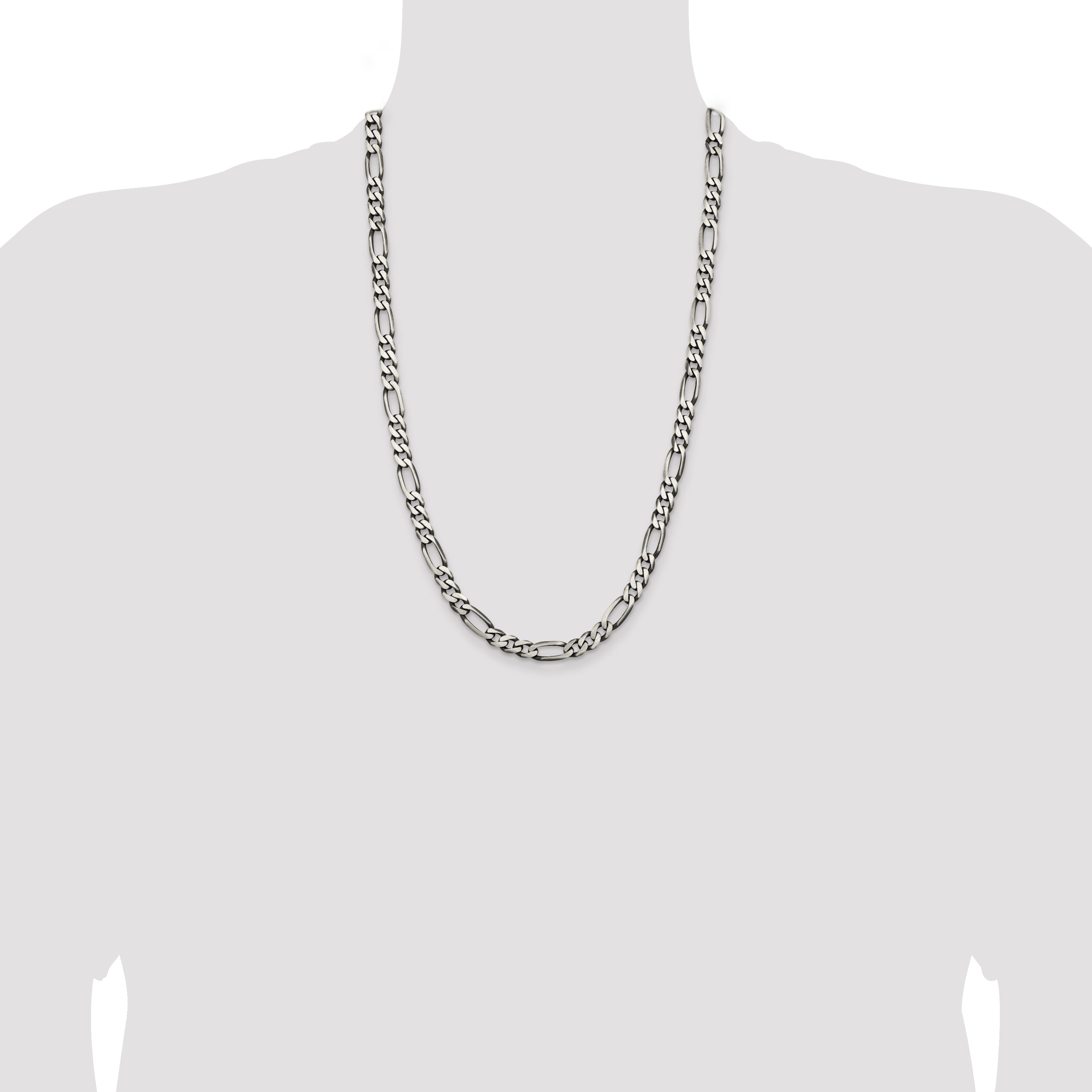 Sterling Silver Antiqued 6.5mm Figaro Chain