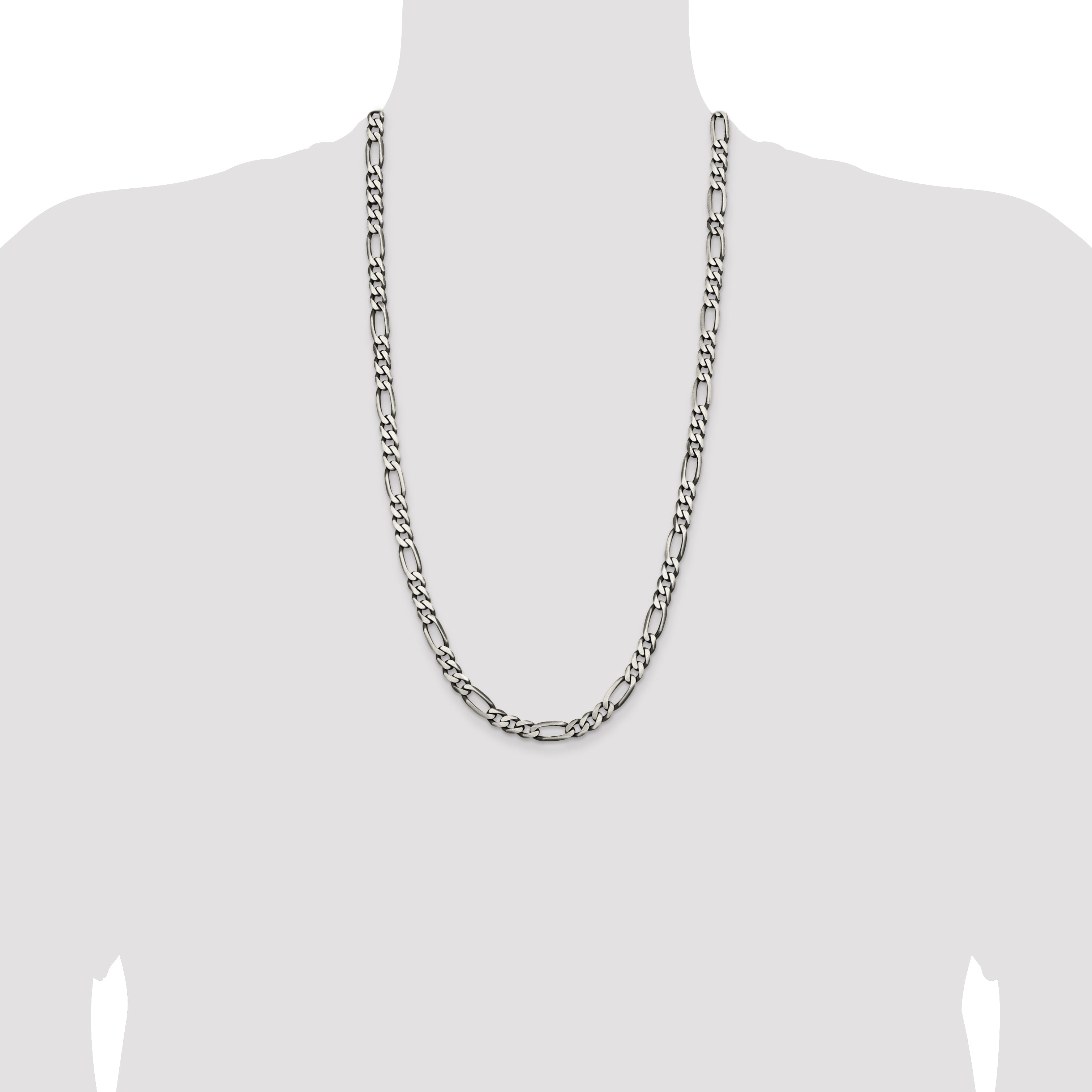 Sterling Silver Antiqued 6.5mm Figaro Chain