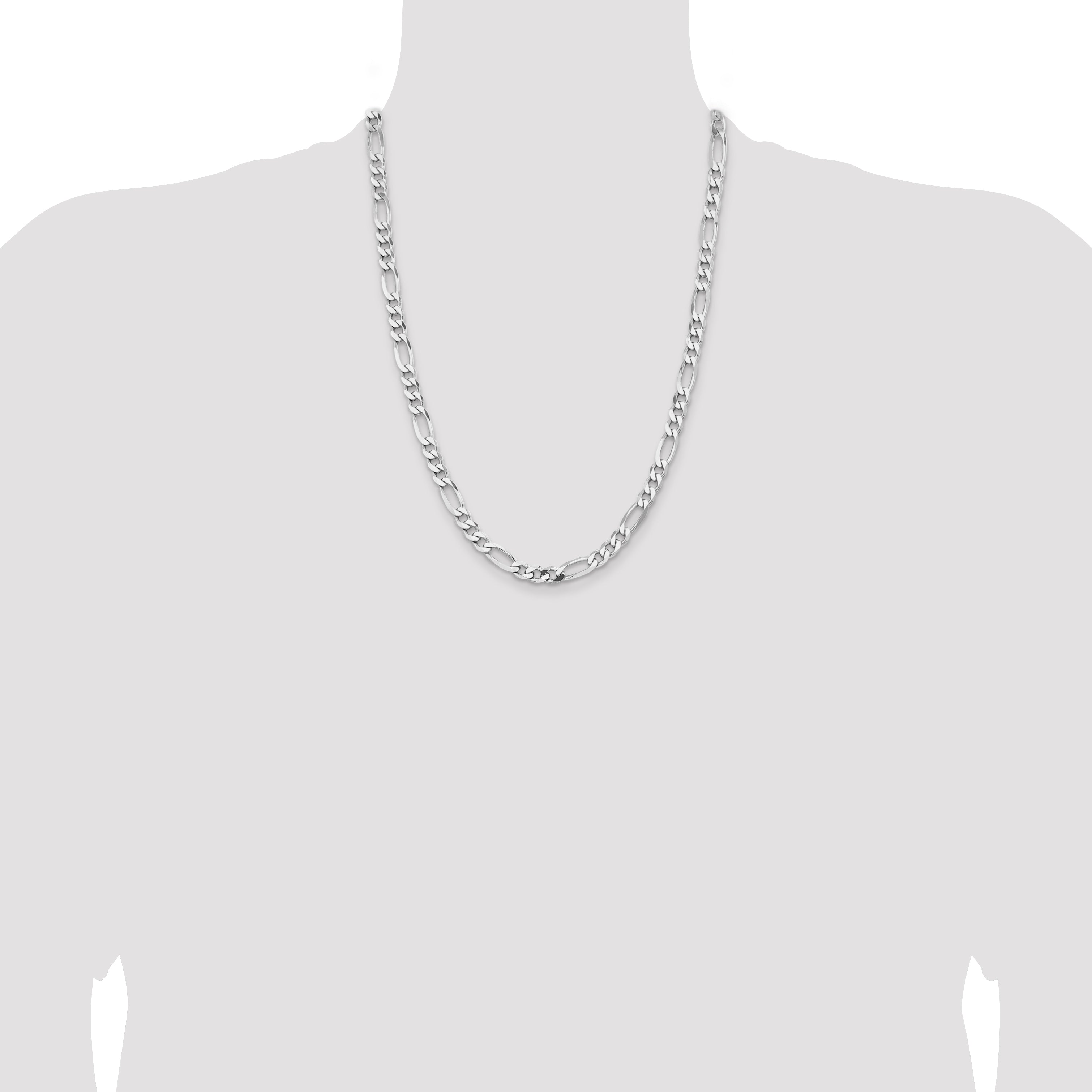 Sterling Silver Rhodium-plated 6.5mm Figaro Chain