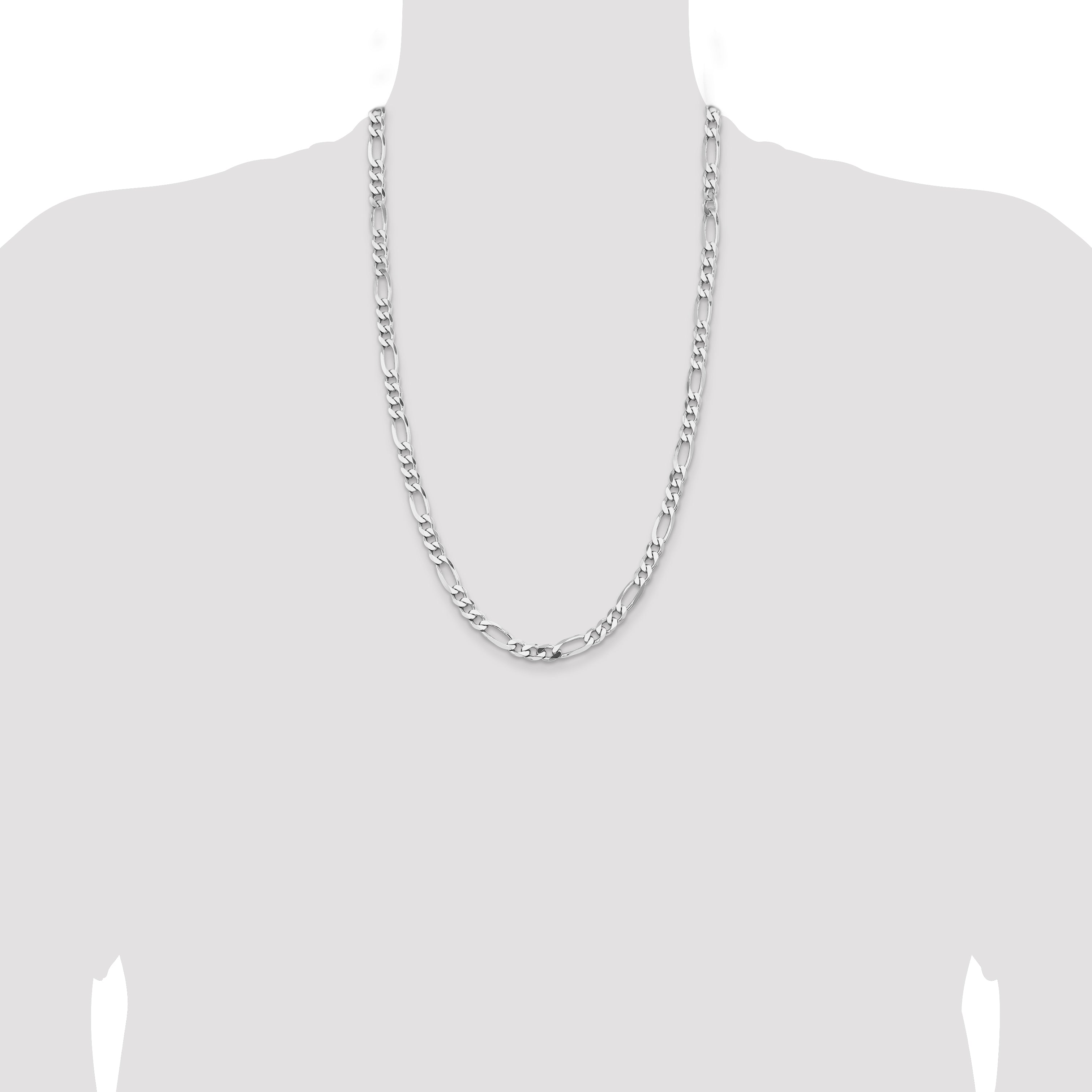 Sterling Silver Rhodium-plated 6.5mm Figaro Chain