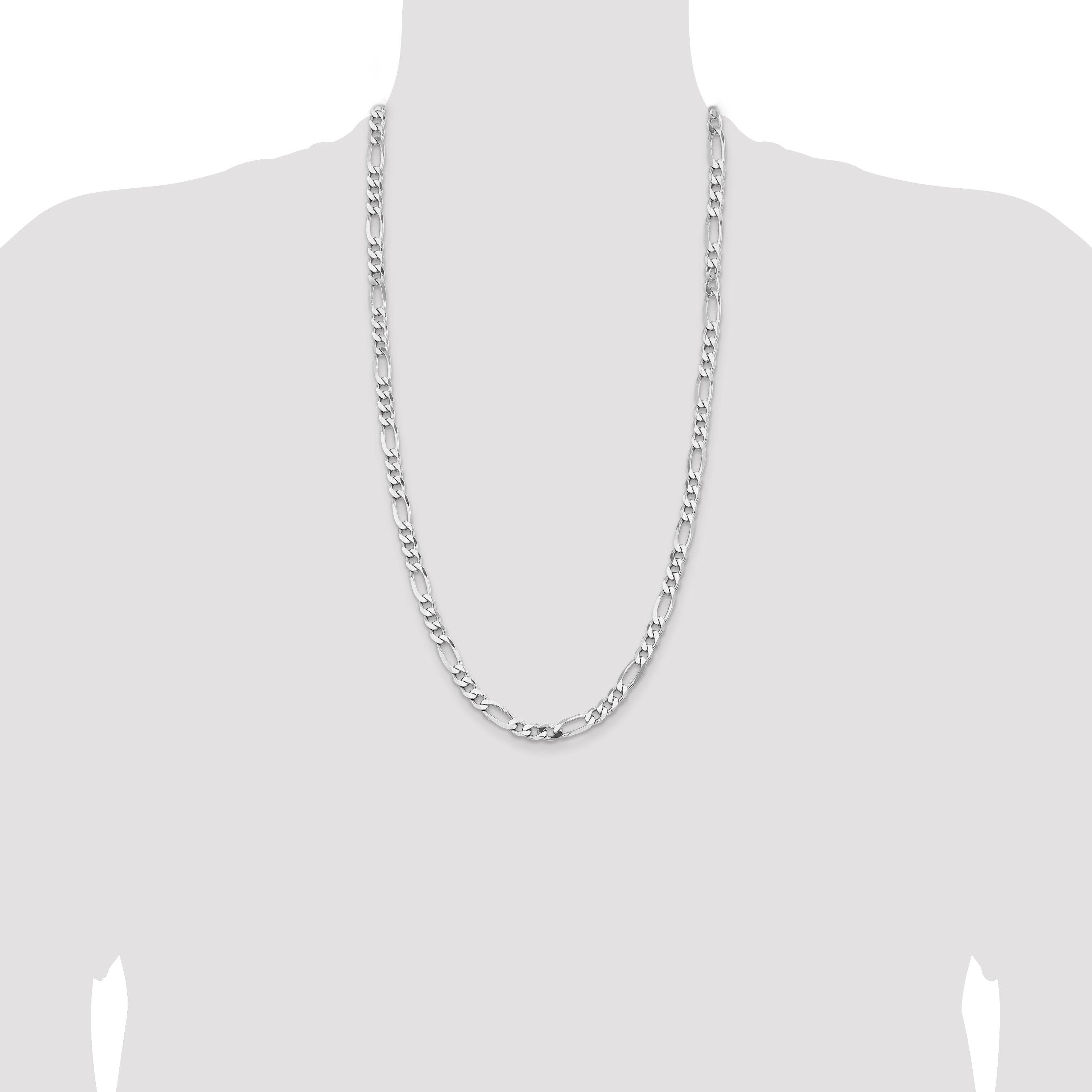 Sterling Silver Rhodium-plated 6.5mm Figaro Chain