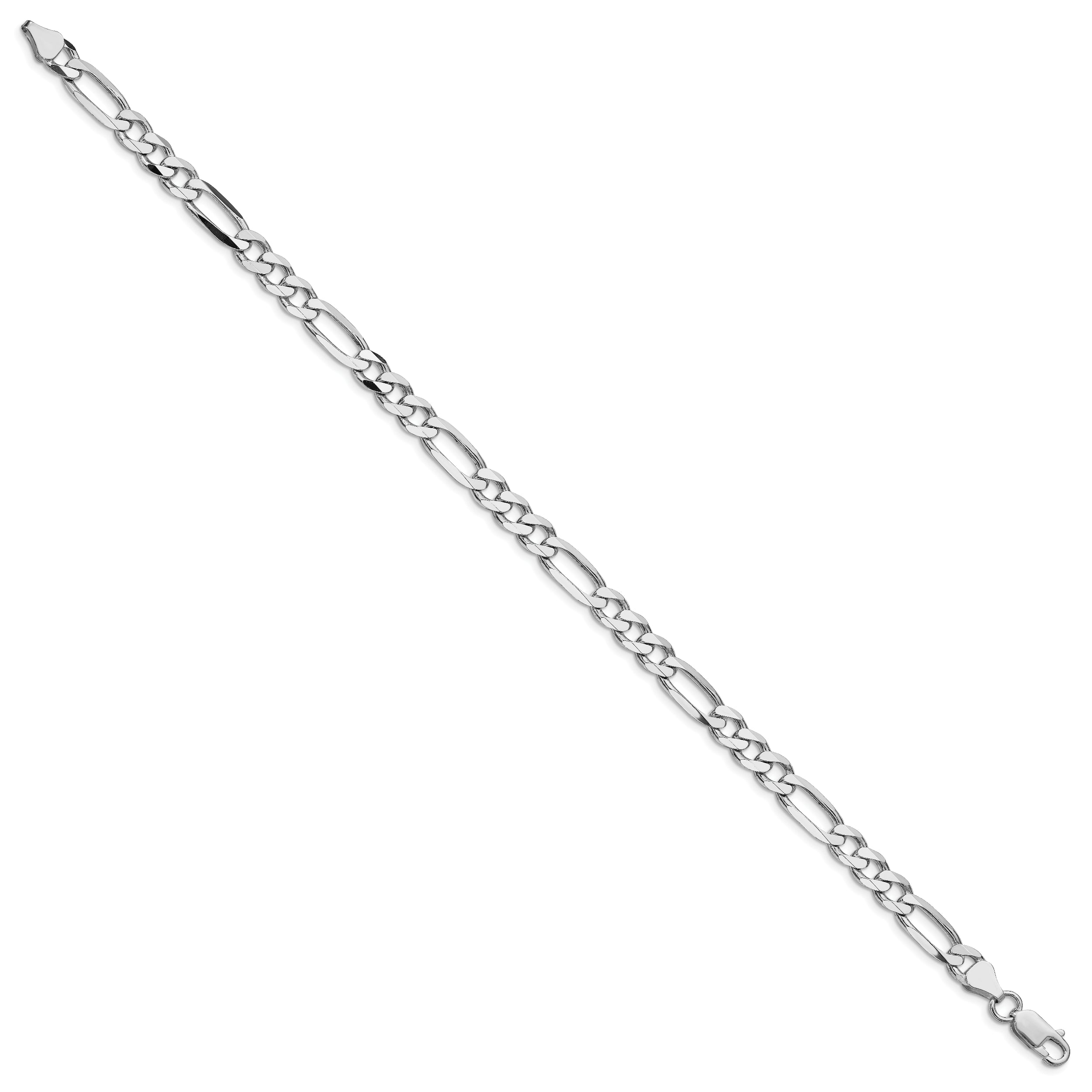 Sterling Silver Rhodium-plated 6.5mm Figaro Chain