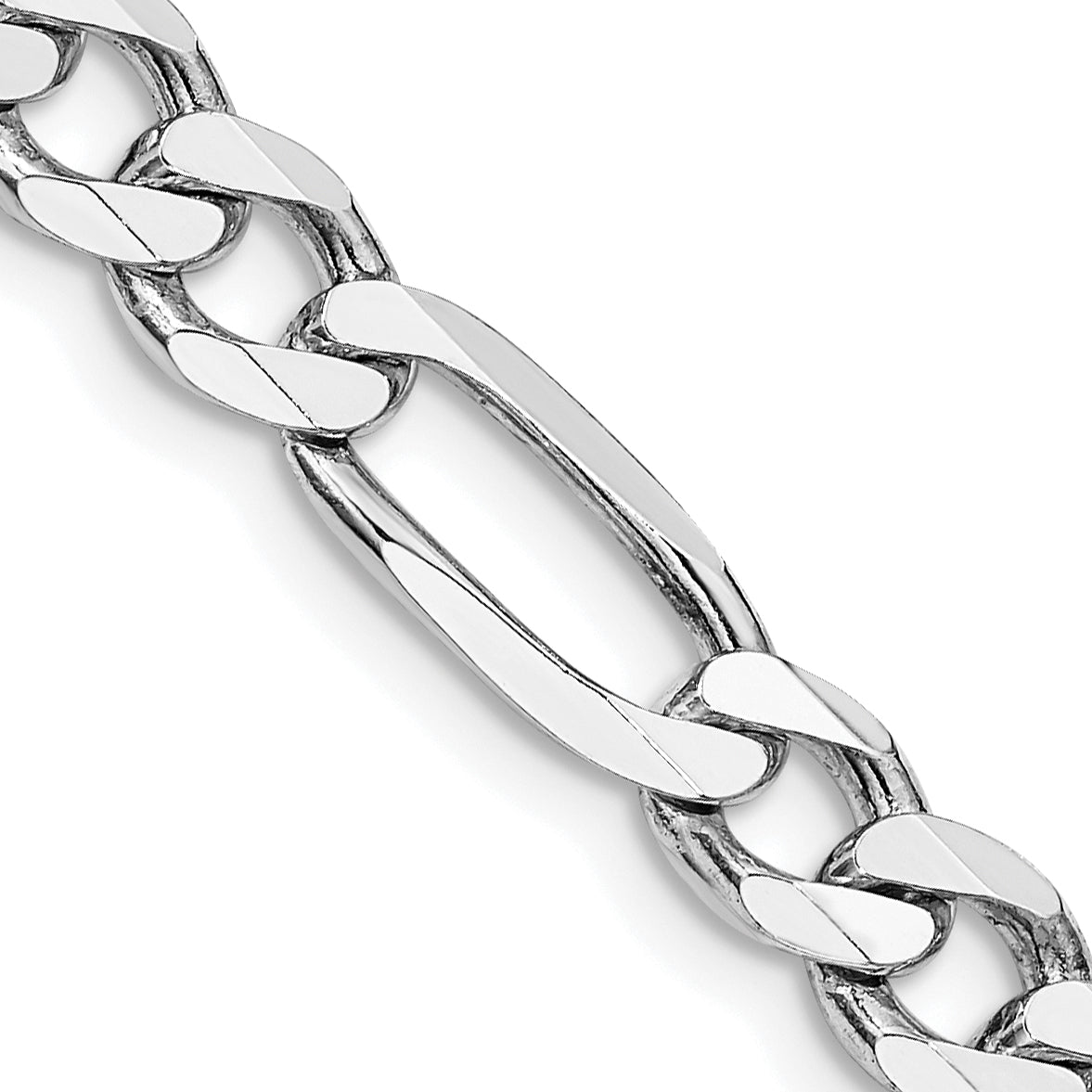 Sterling Silver Rhodium-plated 6.5mm Figaro Chain