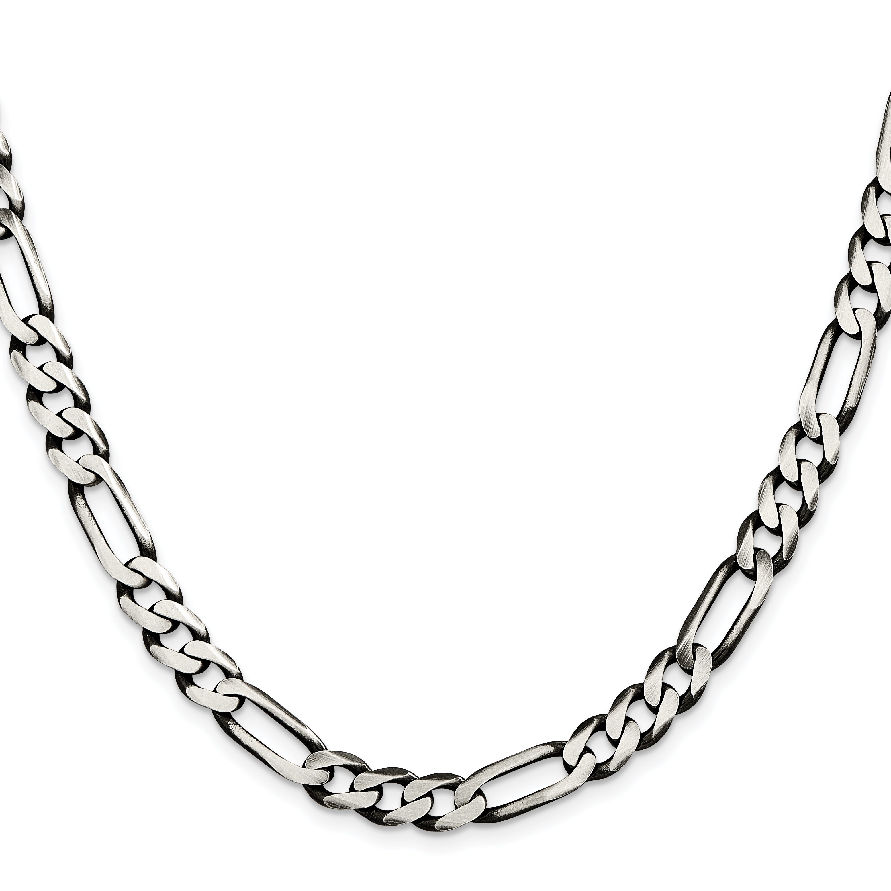 Sterling Silver Antiqued 7.5mm Figaro Chain