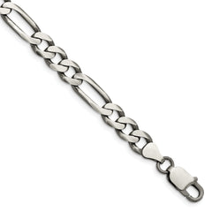 Sterling Silver Antiqued 7.5mm Figaro Chain