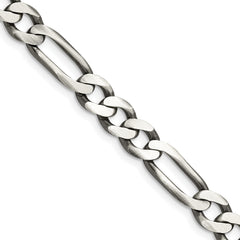 Sterling Silver Antiqued 7.5mm Figaro Chain