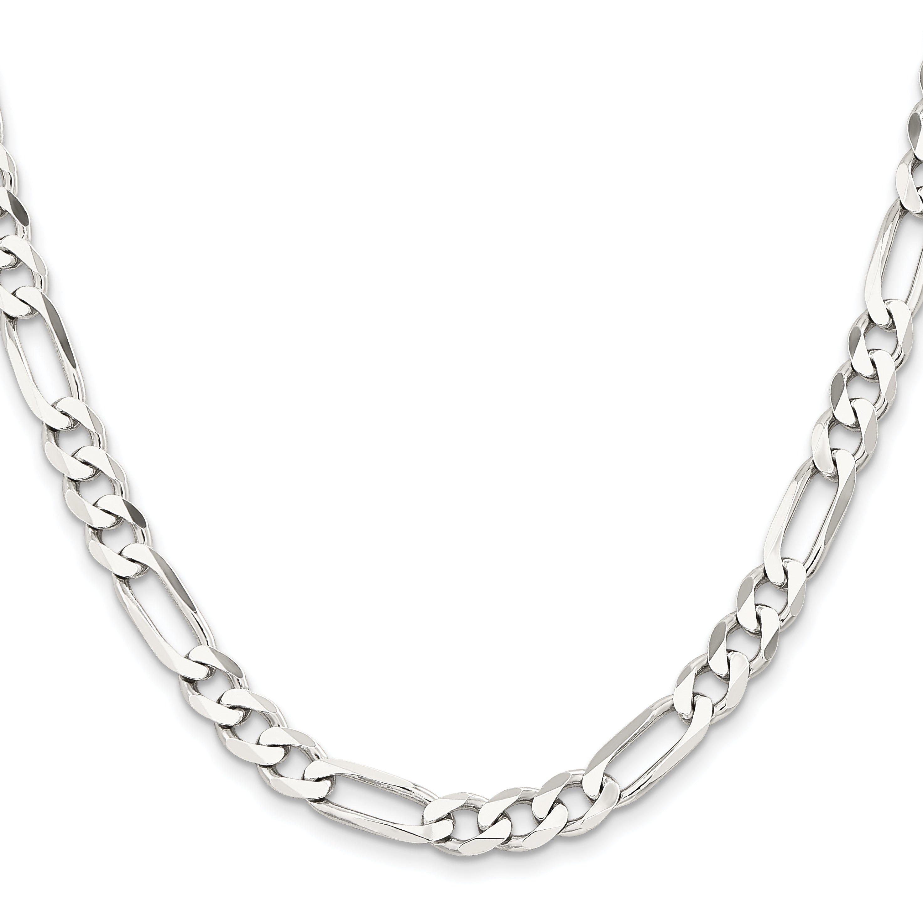 Sterling Silver Rhodium-plated 7.5mm Figaro Chain