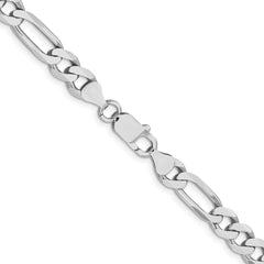 Sterling Silver Rhodium-plated 7.5mm Figaro Chain