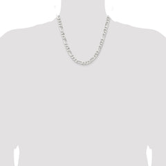 Sterling Silver Rhodium-plated 7.5mm Figaro Chain