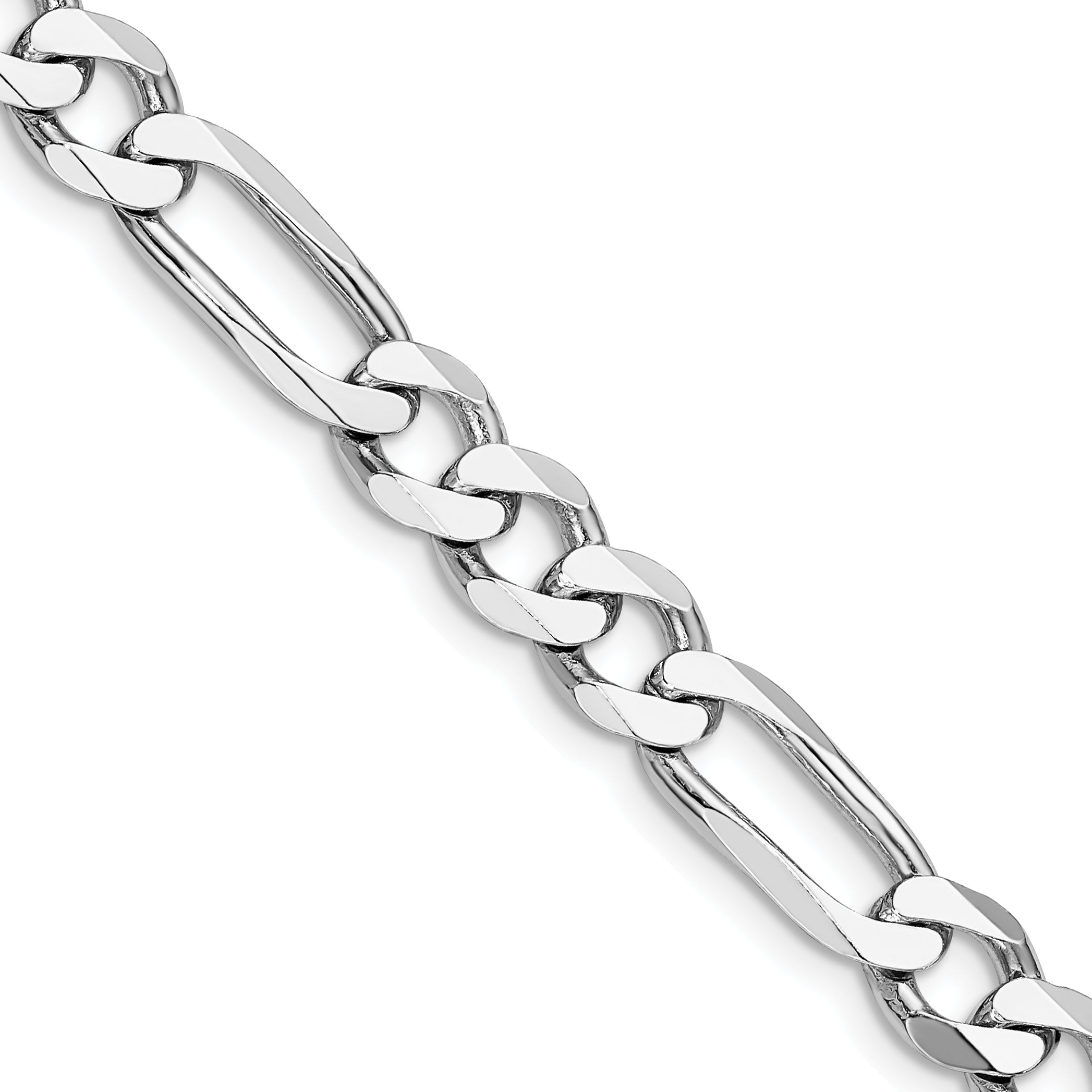 Sterling Silver Rhodium-plated 7.5mm Figaro Chain