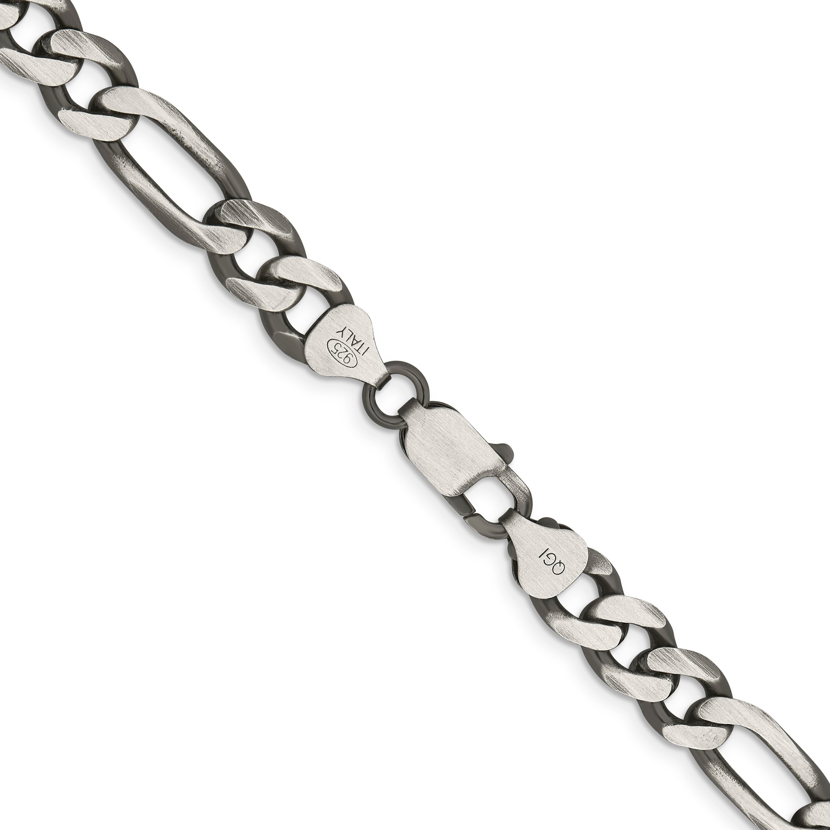 Sterling Silver Antiqued 7.75mm Figaro Chain