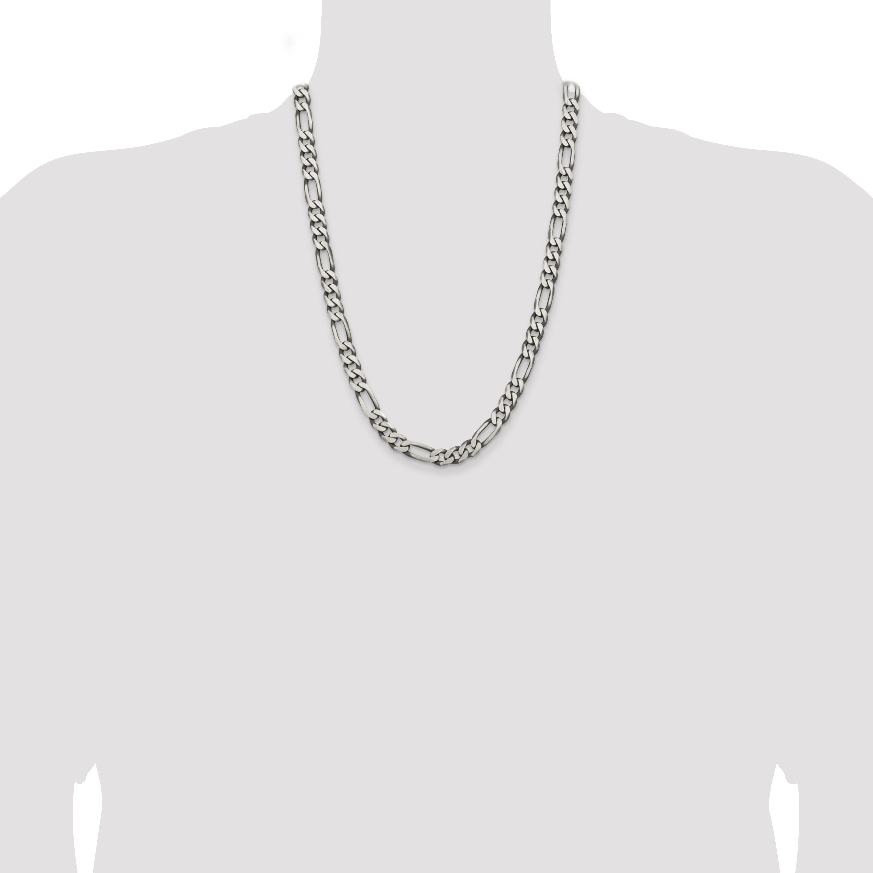 Sterling Silver Antiqued 7.75mm Figaro Chain