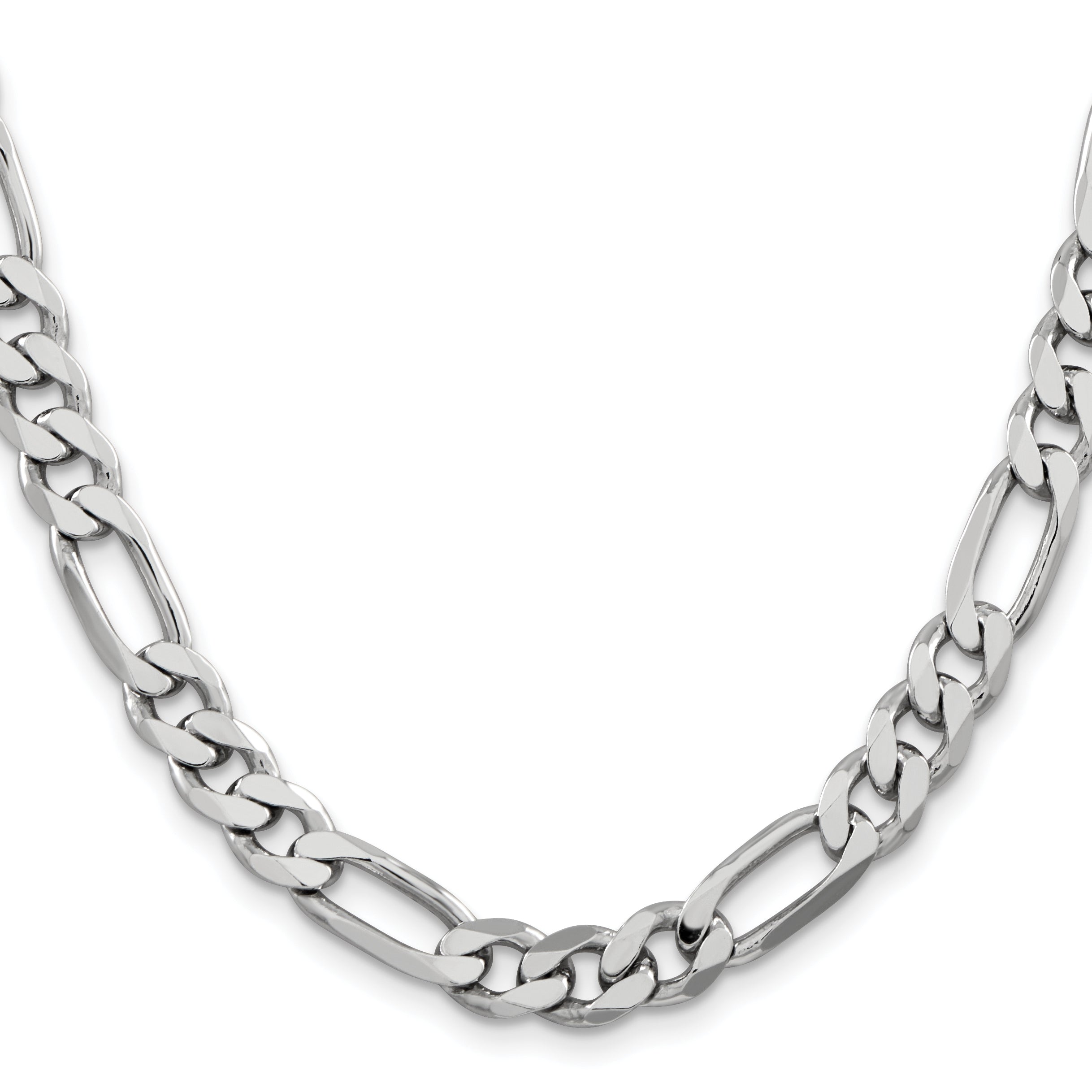 Sterling Silver Rhodium-plated 7.75mm Figaro Chain