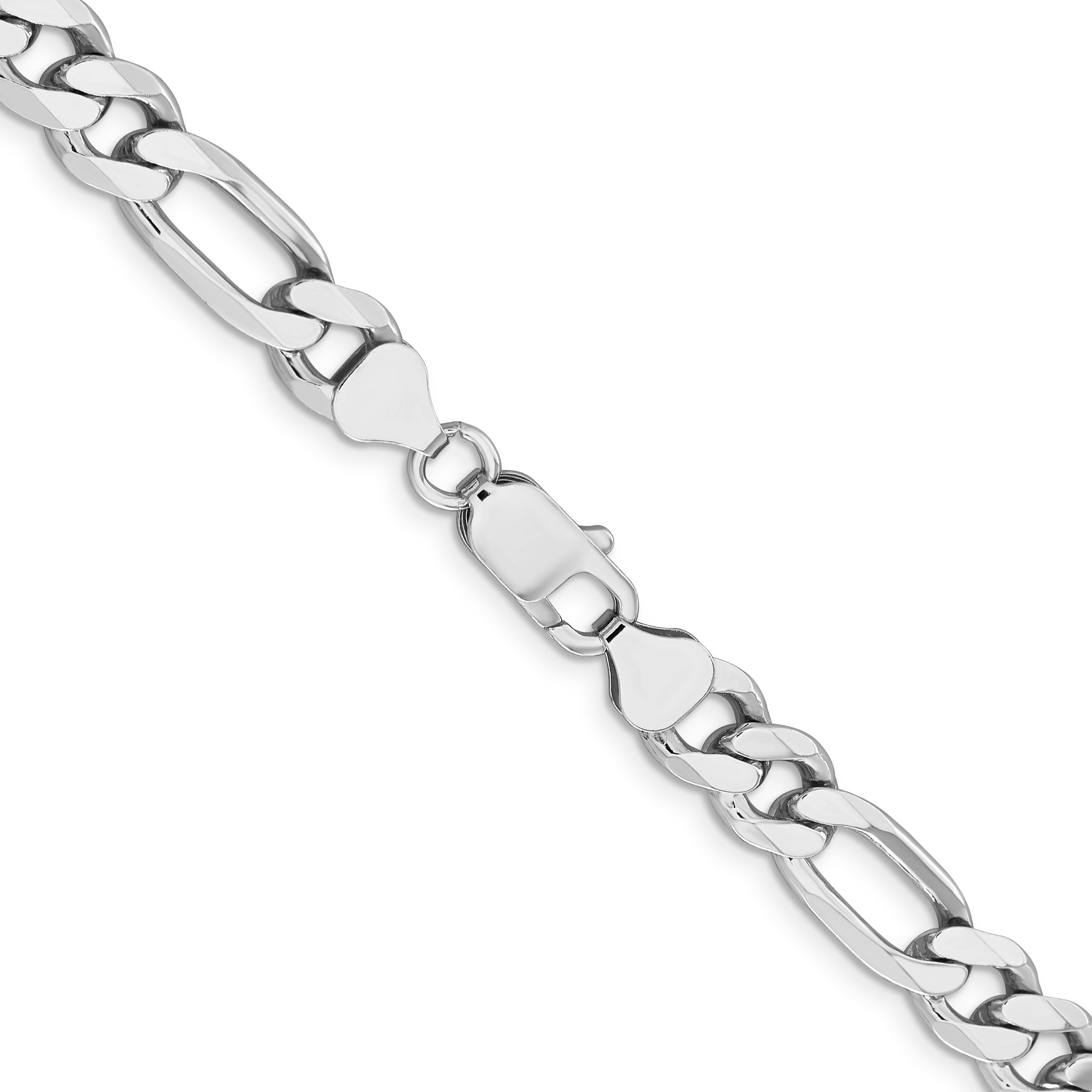 Sterling Silver Rhodium-plated 7.75mm Figaro Chain