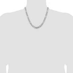 Sterling Silver Rhodium-plated 7.75mm Figaro Chain