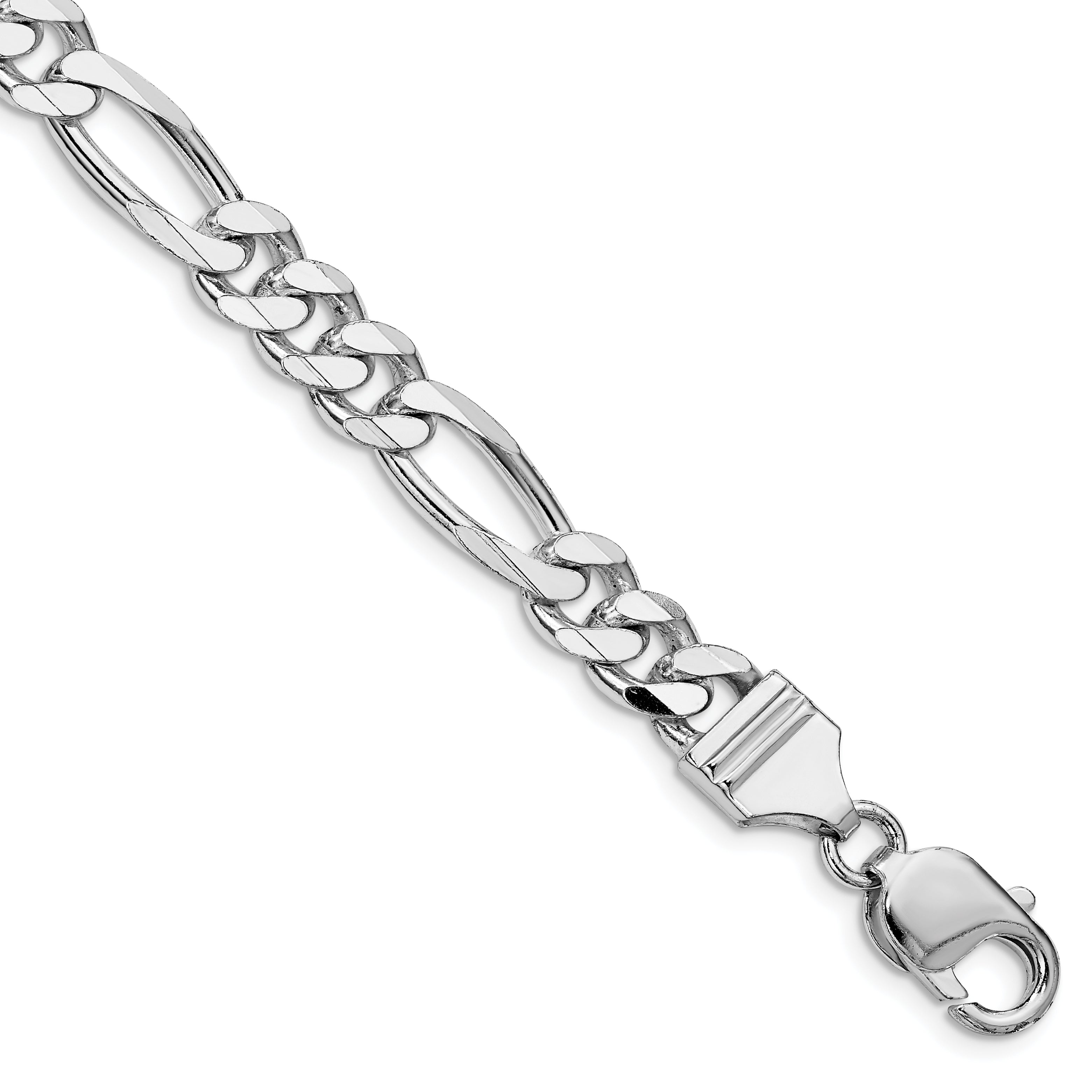 Sterling Silver Rhodium-plated 7.75mm Figaro Chain