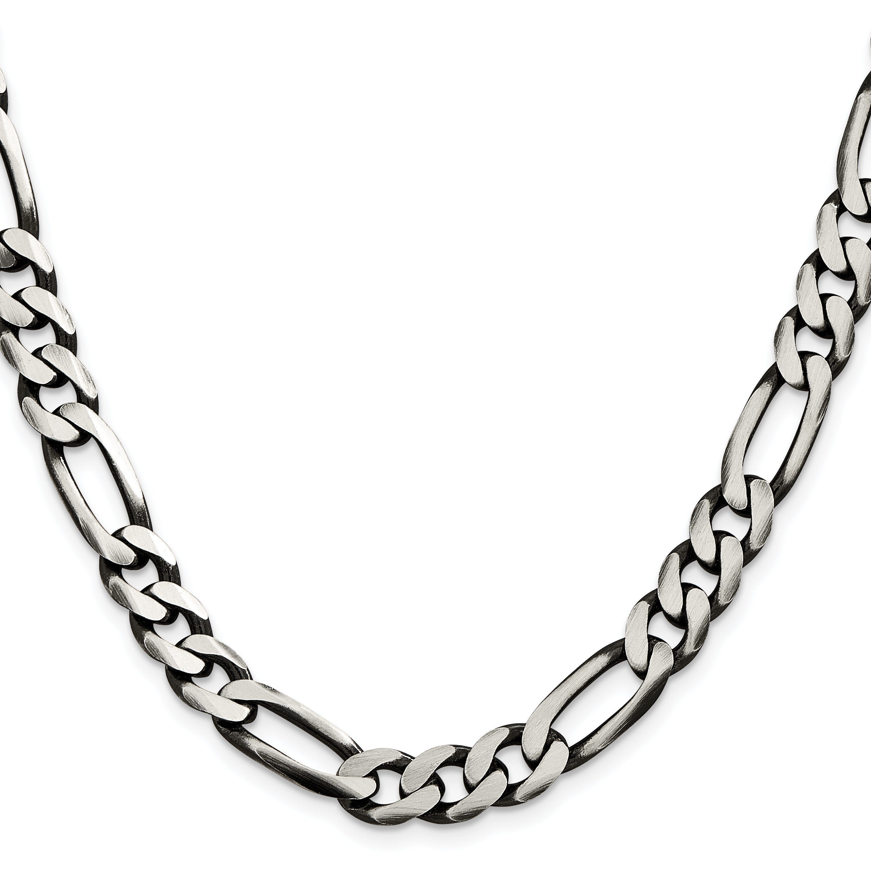 Sterling Silver Antiqued 9mm Figaro Chain