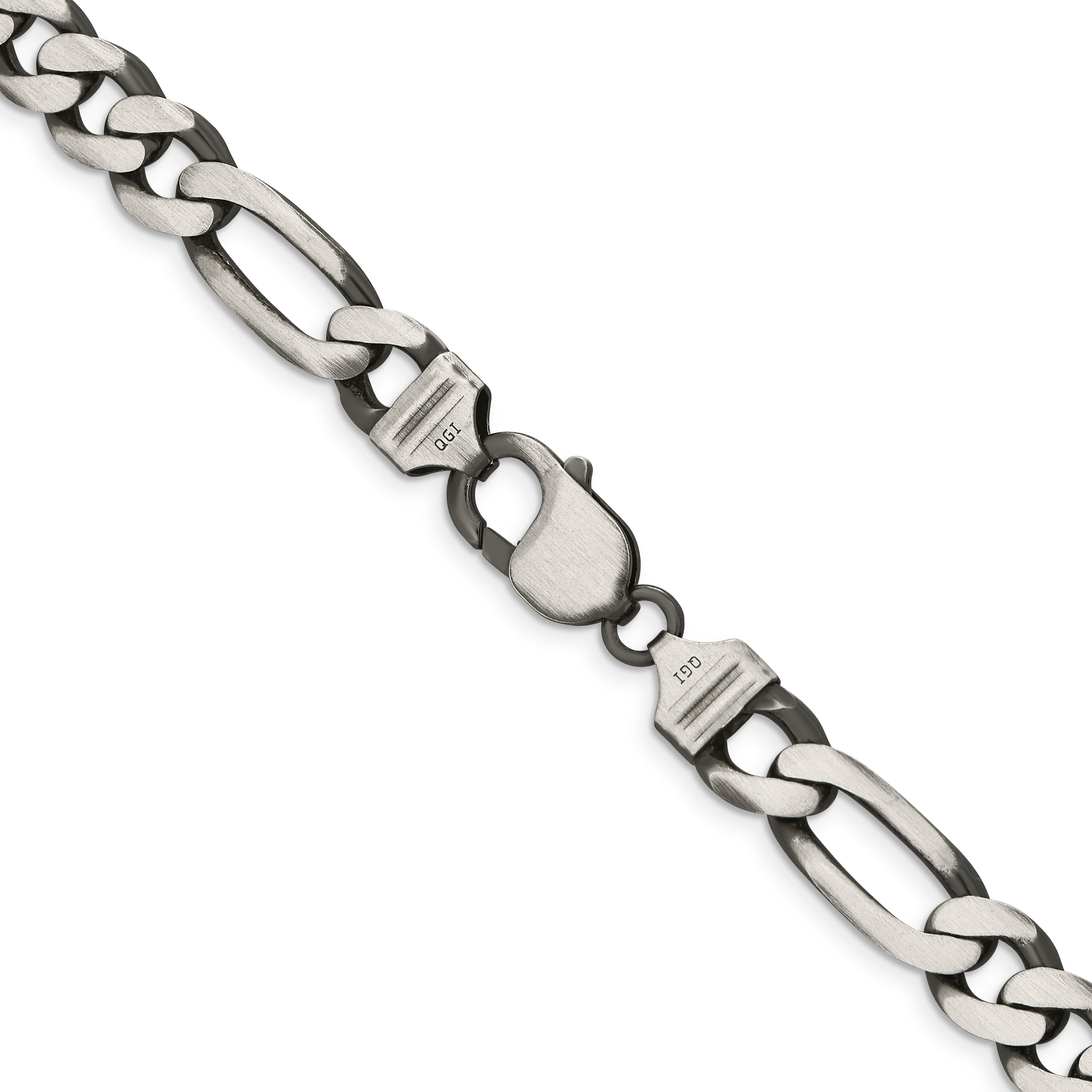 Sterling Silver Antiqued 9mm Figaro Chain