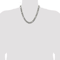 Sterling Silver Antiqued 9mm Figaro Chain