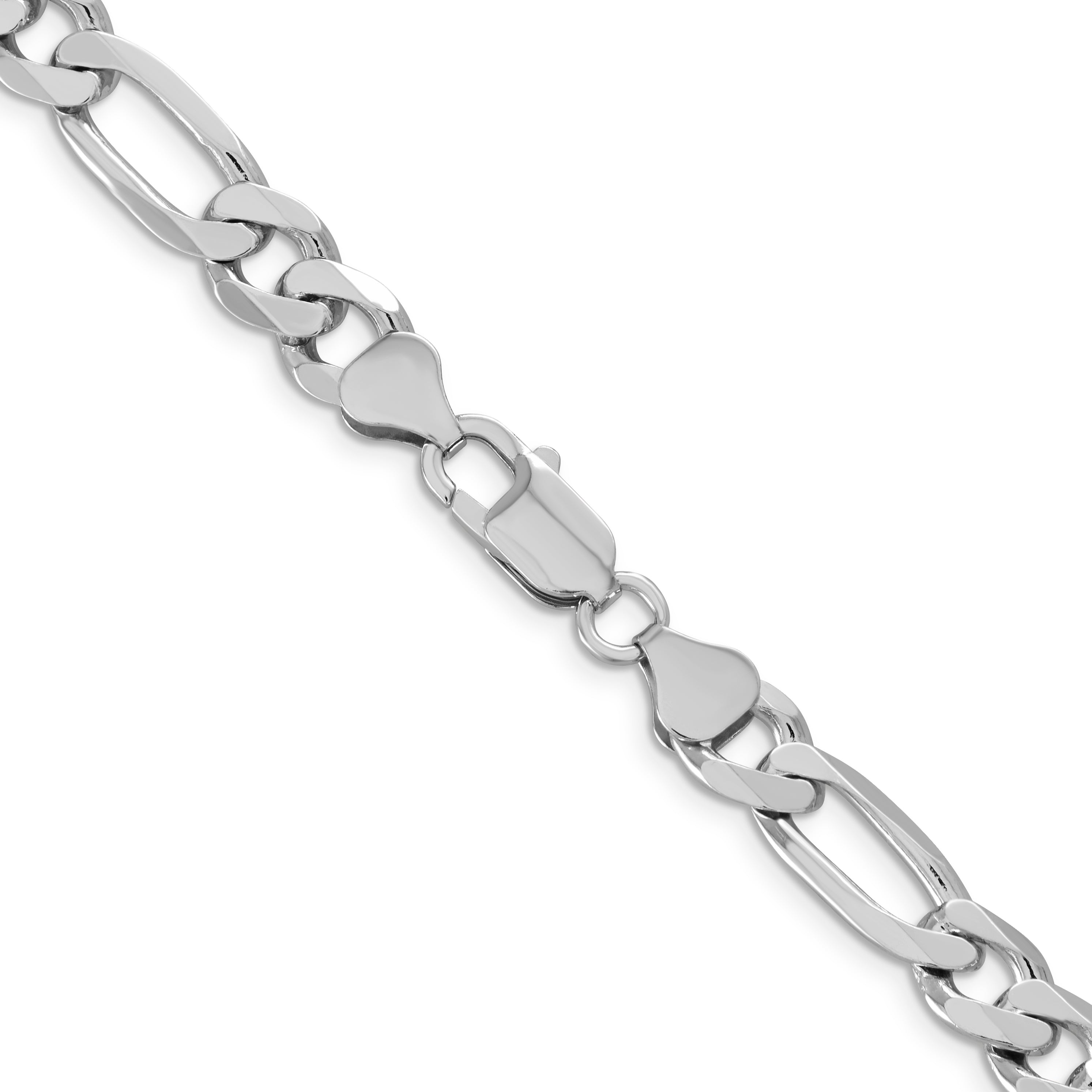 Sterling Silver Rhodium-plated 9mm Figaro Chain