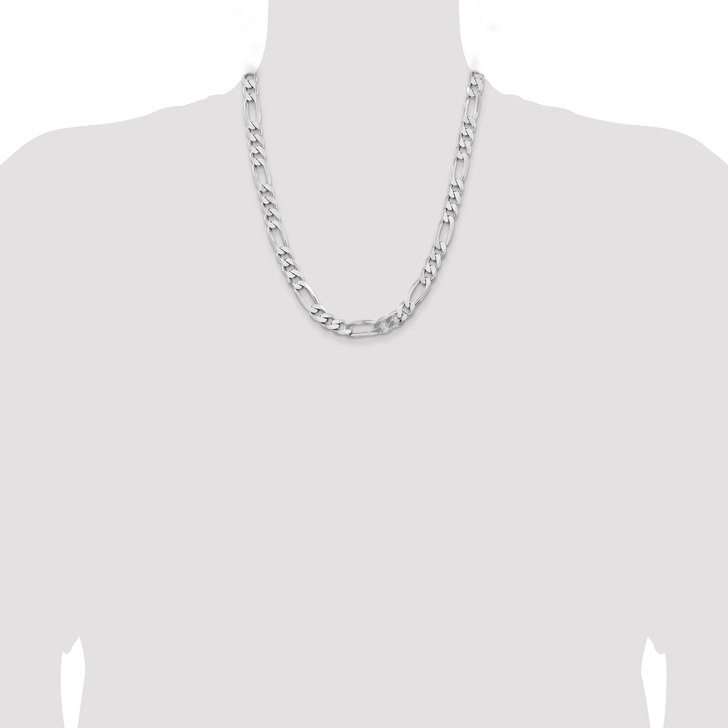 Sterling Silver Rhodium-plated 9mm Figaro Chain