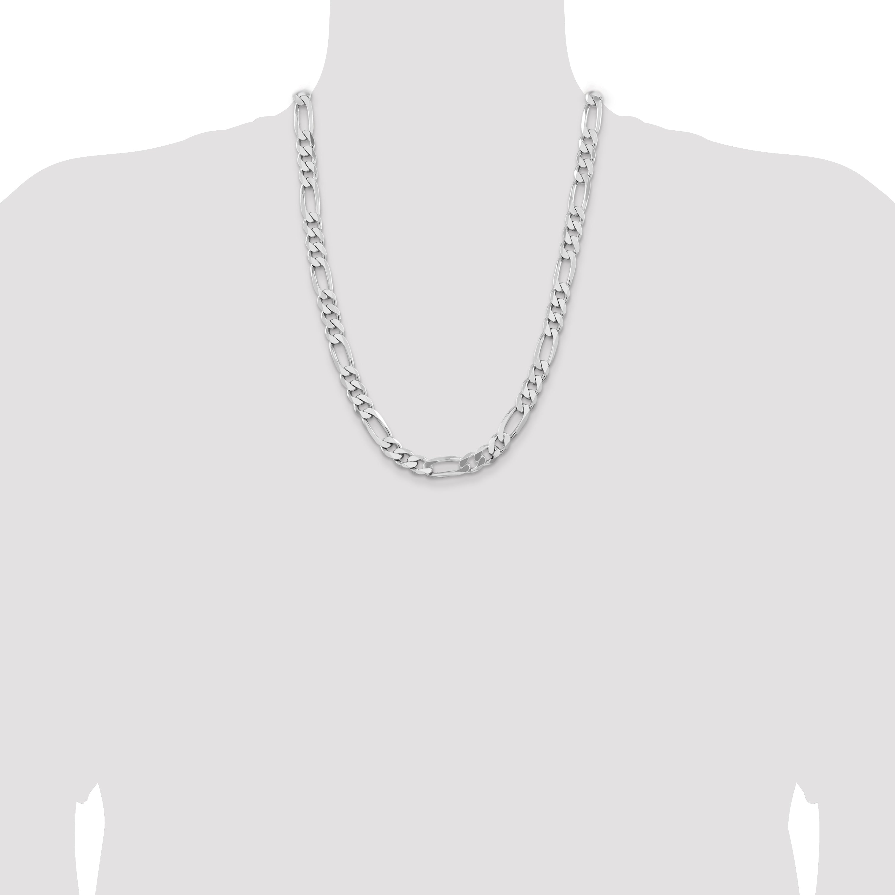 Sterling Silver Rhodium-plated 9mm Figaro Chain