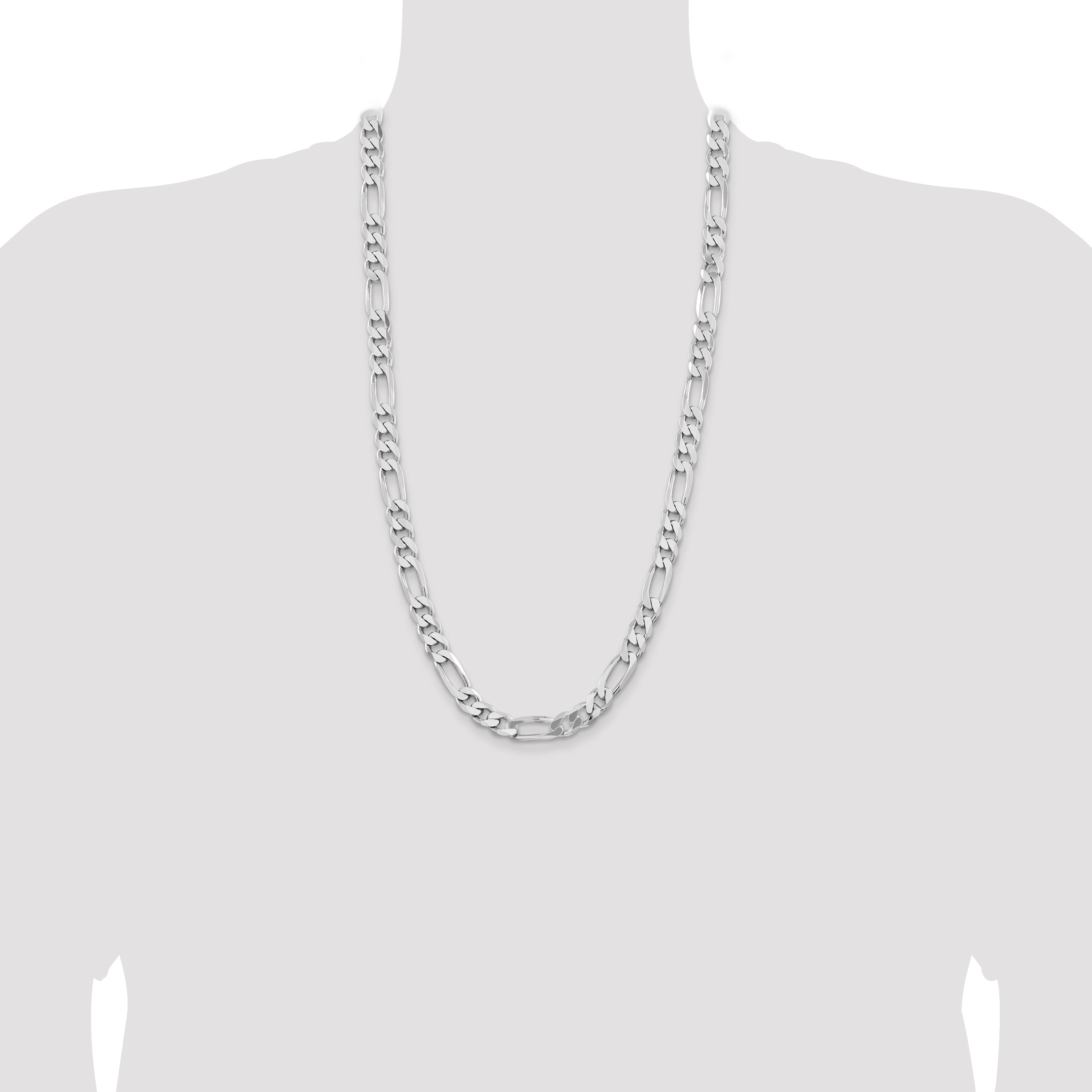 Sterling Silver Rhodium-plated 9mm Figaro Chain