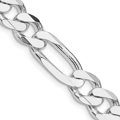 Sterling Silver Rhodium-plated 9mm Figaro Chain