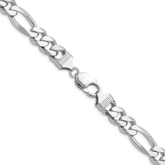 Sterling Silver Rhodium-plated 10.2mm Figaro Chain