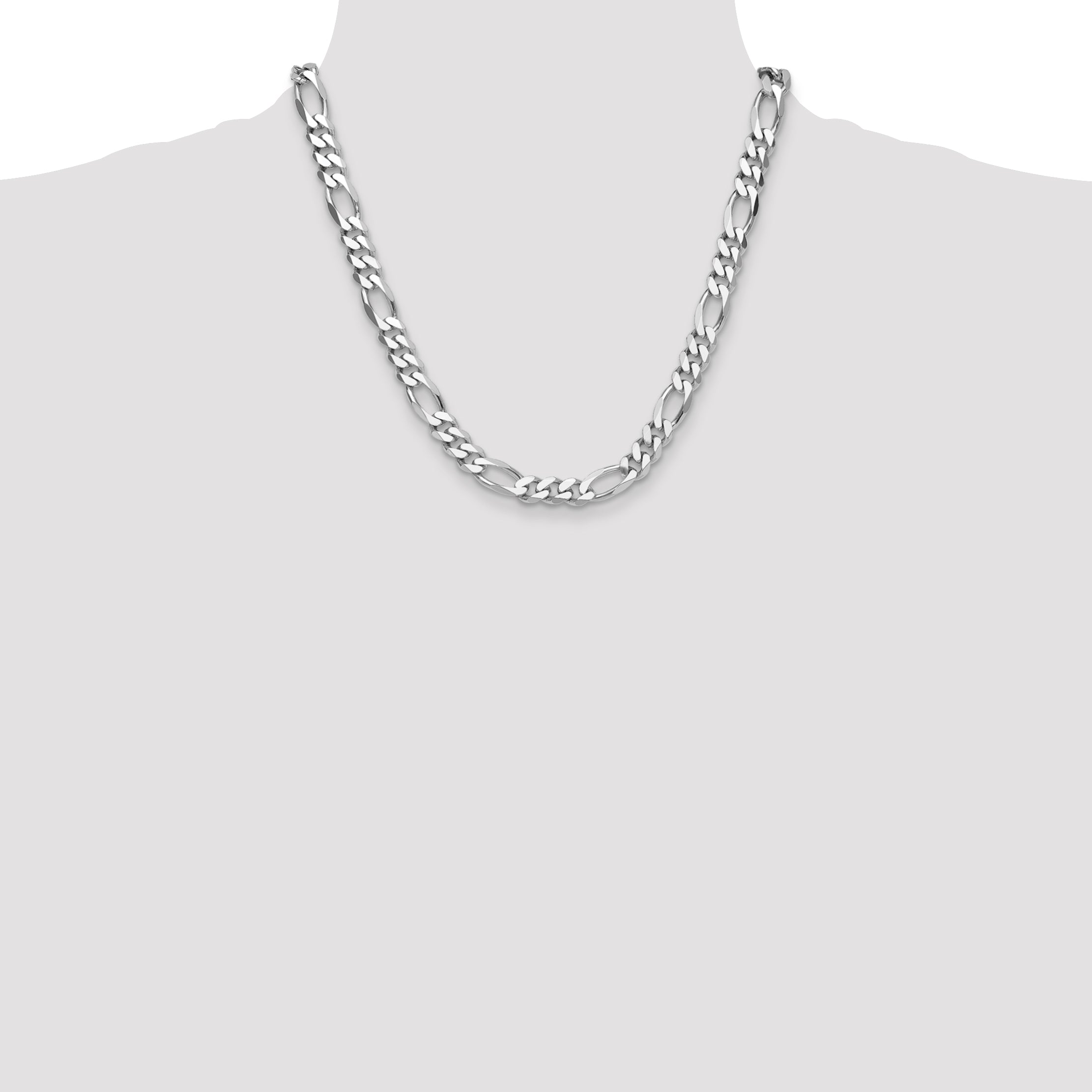 Sterling Silver Rhodium-plated 10.2mm Figaro Chain