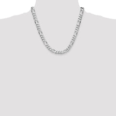 Sterling Silver Rhodium-plated 10.2mm Figaro Chain