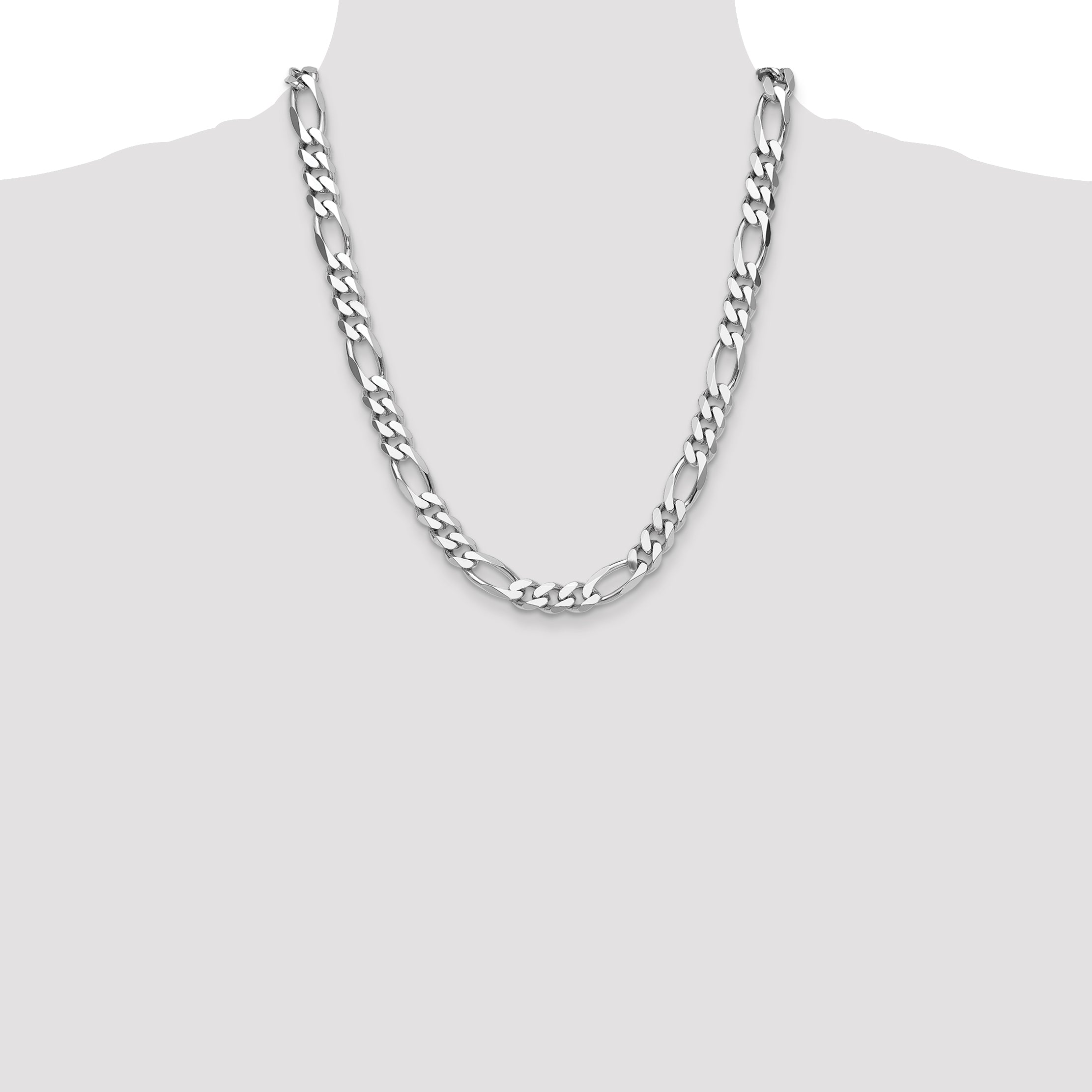 Sterling Silver Rhodium-plated 10.2mm Figaro Chain