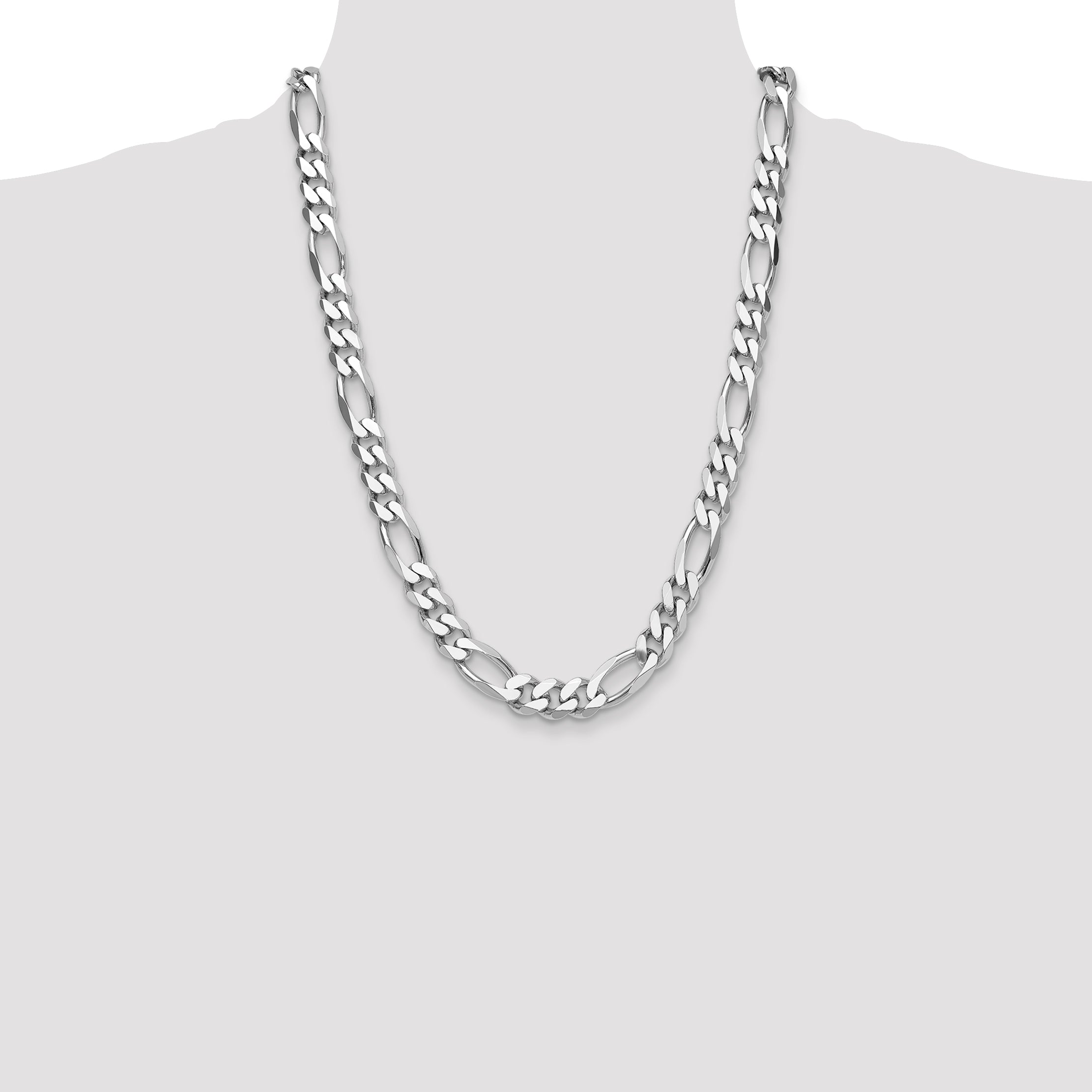 Sterling Silver Rhodium-plated 10.2mm Figaro Chain