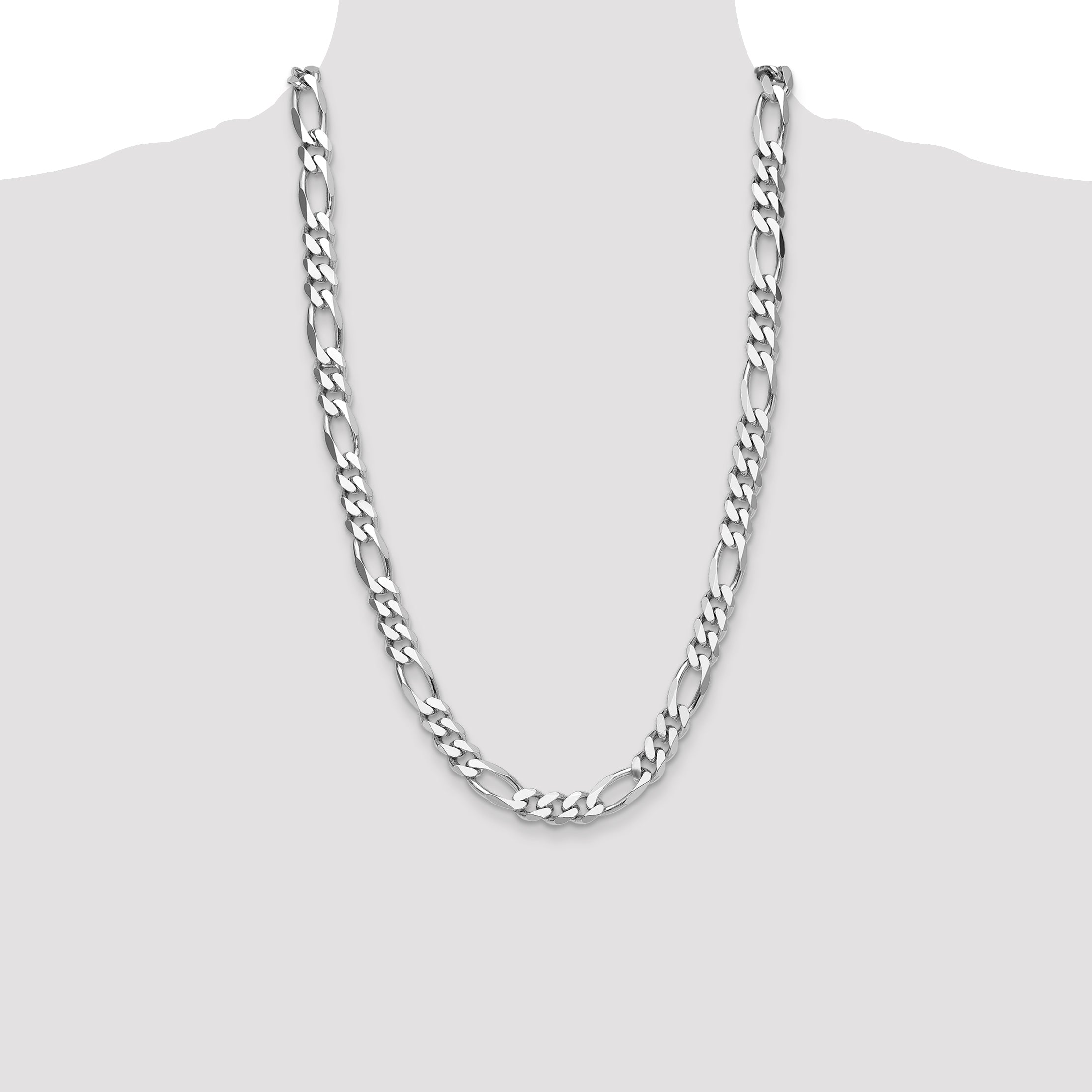 Sterling Silver Rhodium-plated 10.2mm Figaro Chain