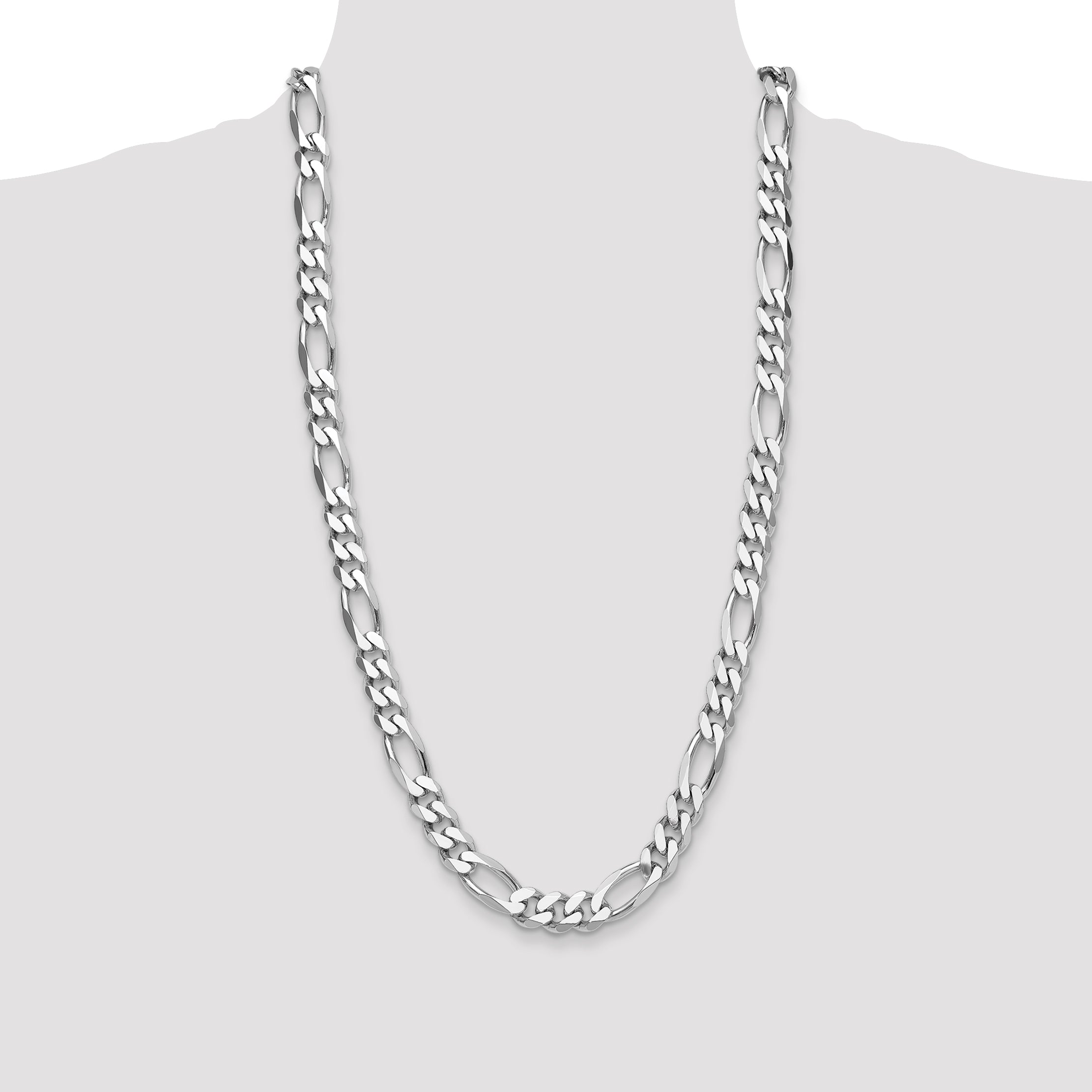 Sterling Silver Rhodium-plated 10.2mm Figaro Chain