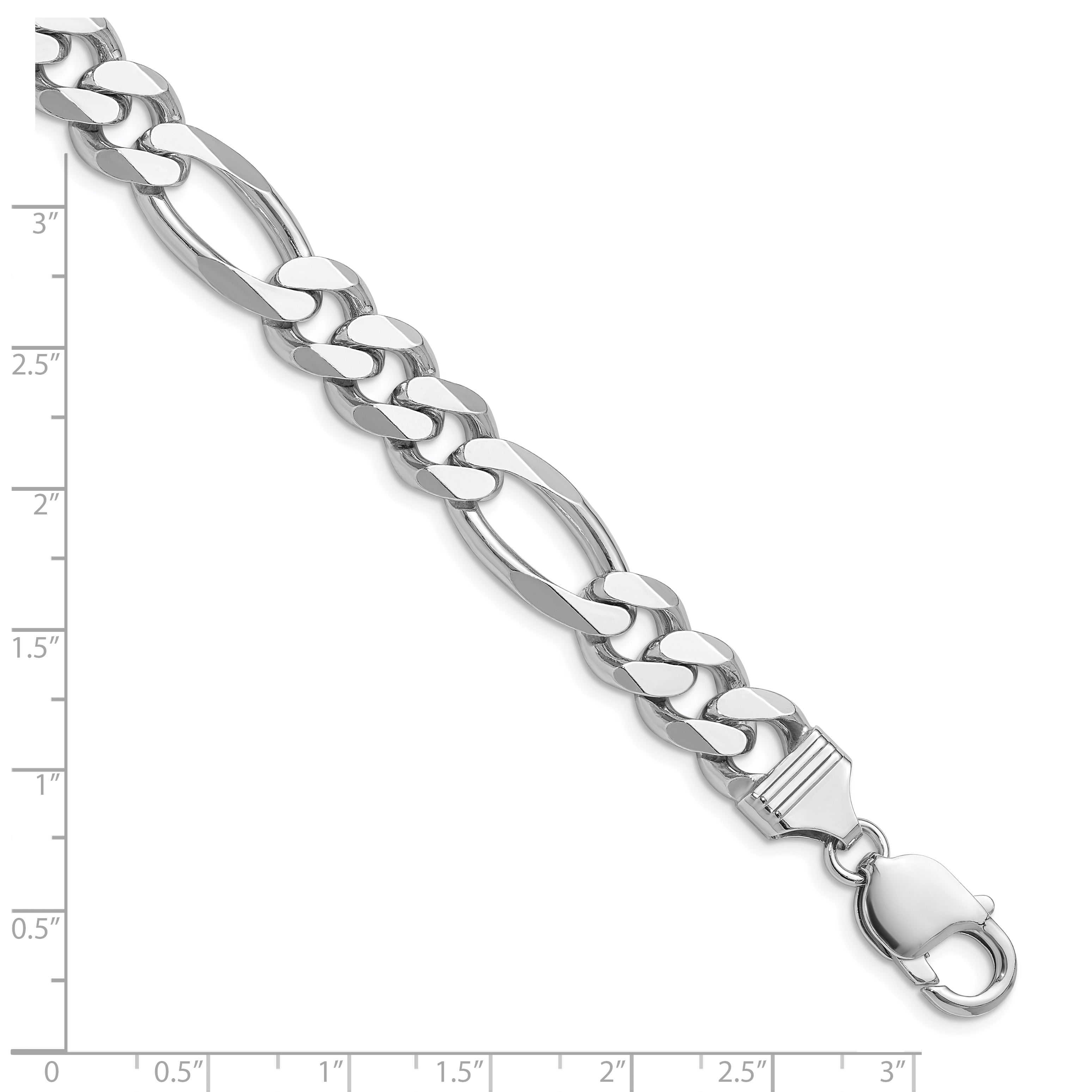 Sterling Silver Rhodium-plated 10.2mm Figaro Chain