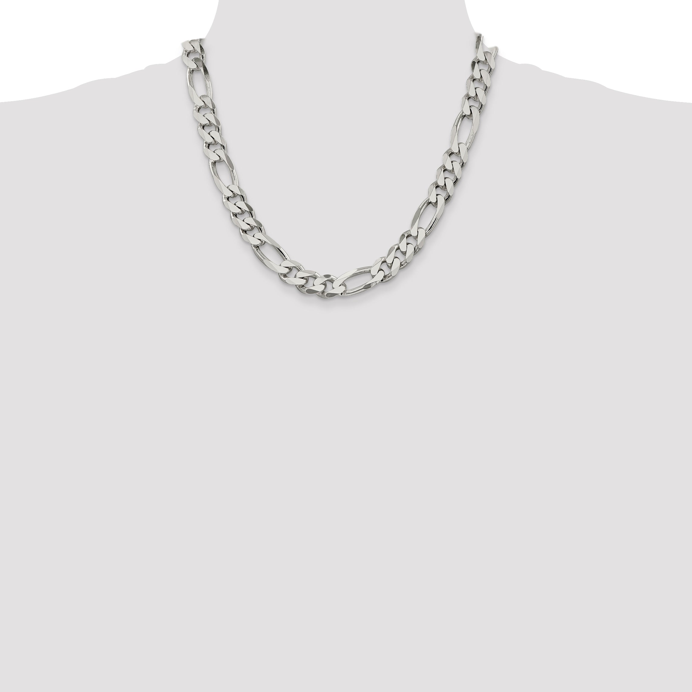 Sterling Silver 10.75mm Figaro Chain