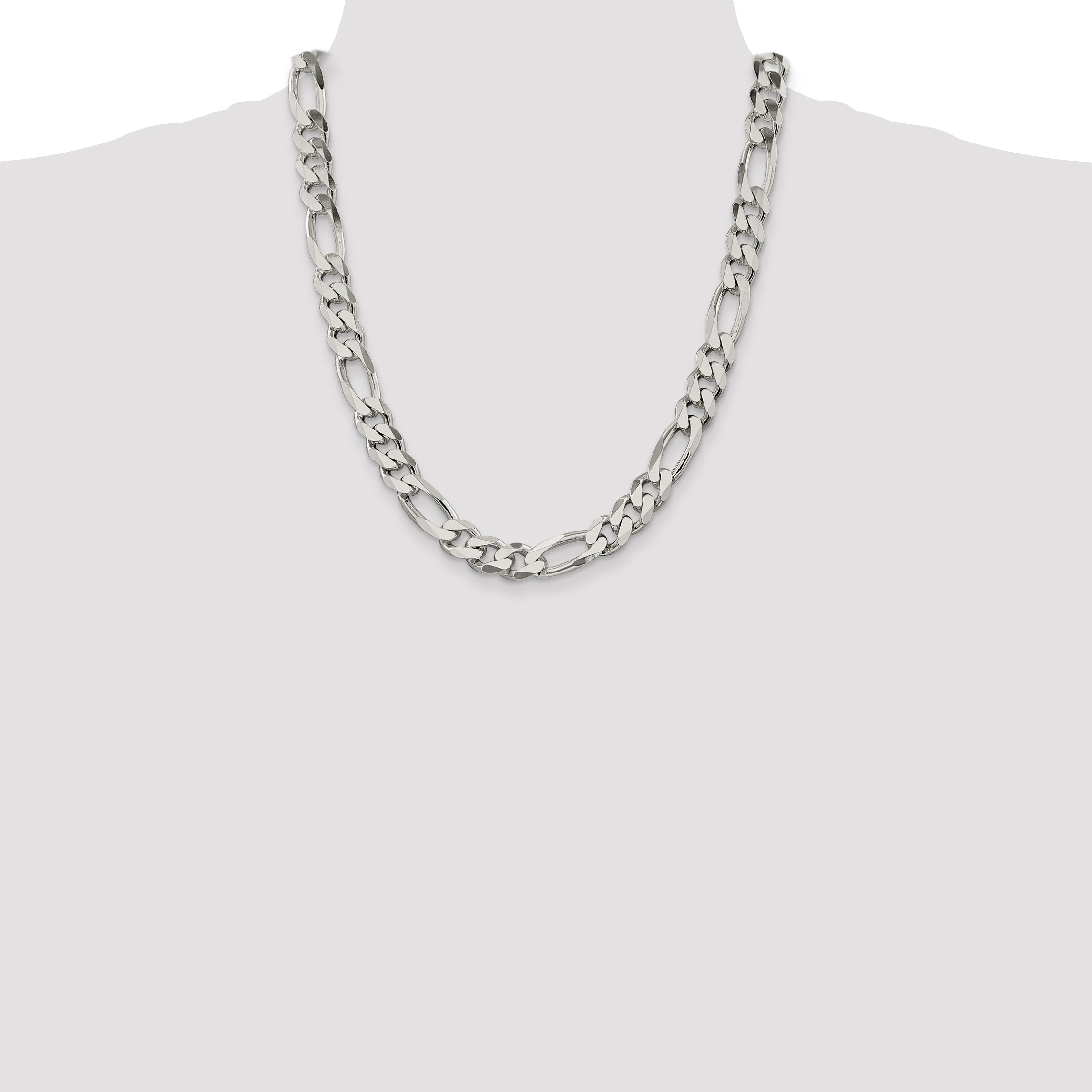 Sterling Silver 10.75mm Figaro Chain