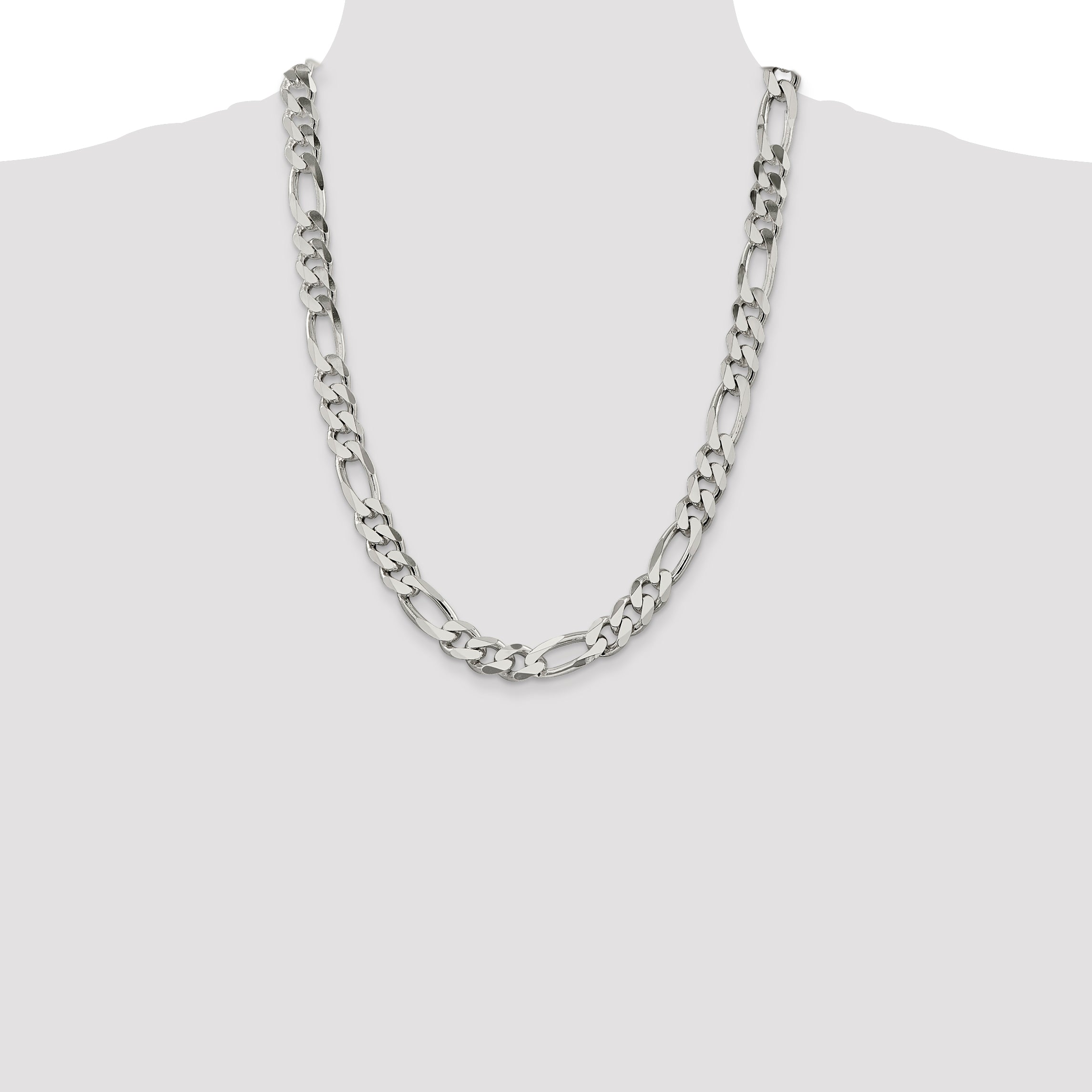 Sterling Silver 10.75mm Figaro Chain